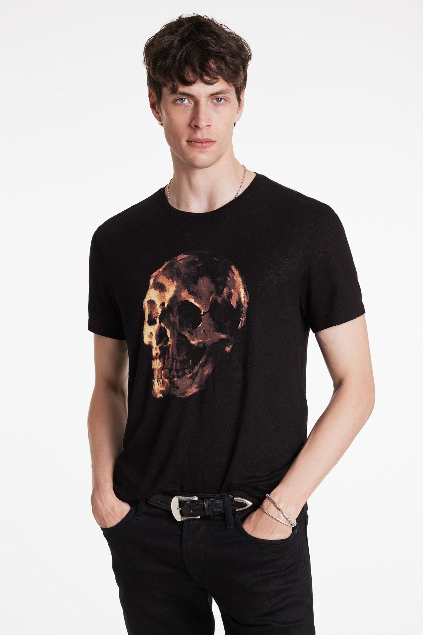 SS CREW TEE - OIL SKULL BLACK 1