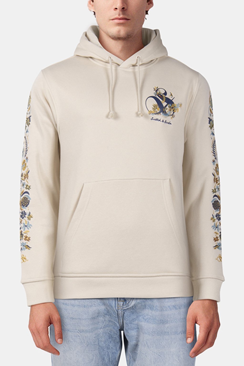 RELAXED FIT FLEECE GRAPHIC HOODIE PARCHMENT 1