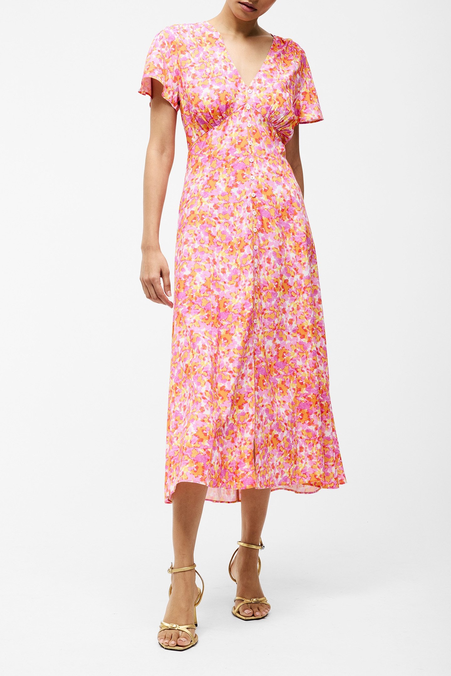 CASS BUTTON DRESS PERSIMMON MULTI 1