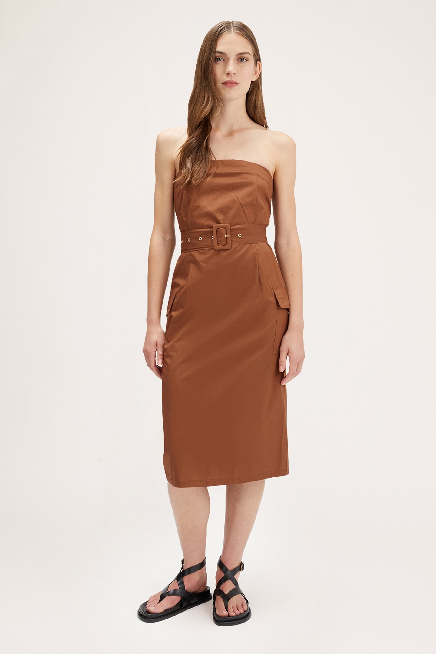 POPLIN BUSTIER DRESS NATURAL 2