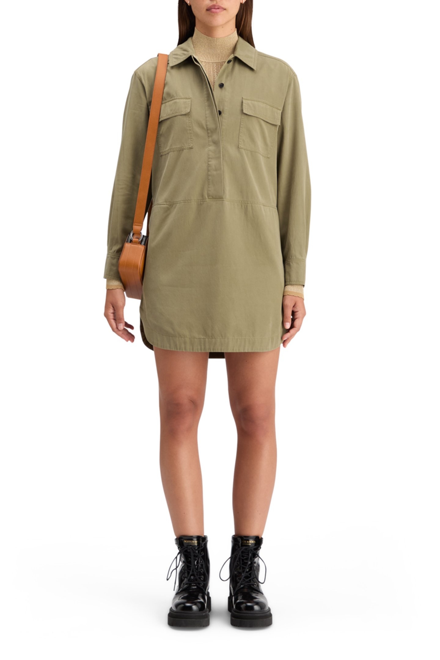 WASHED SHIRT DRESS WASHED MILITARY 4