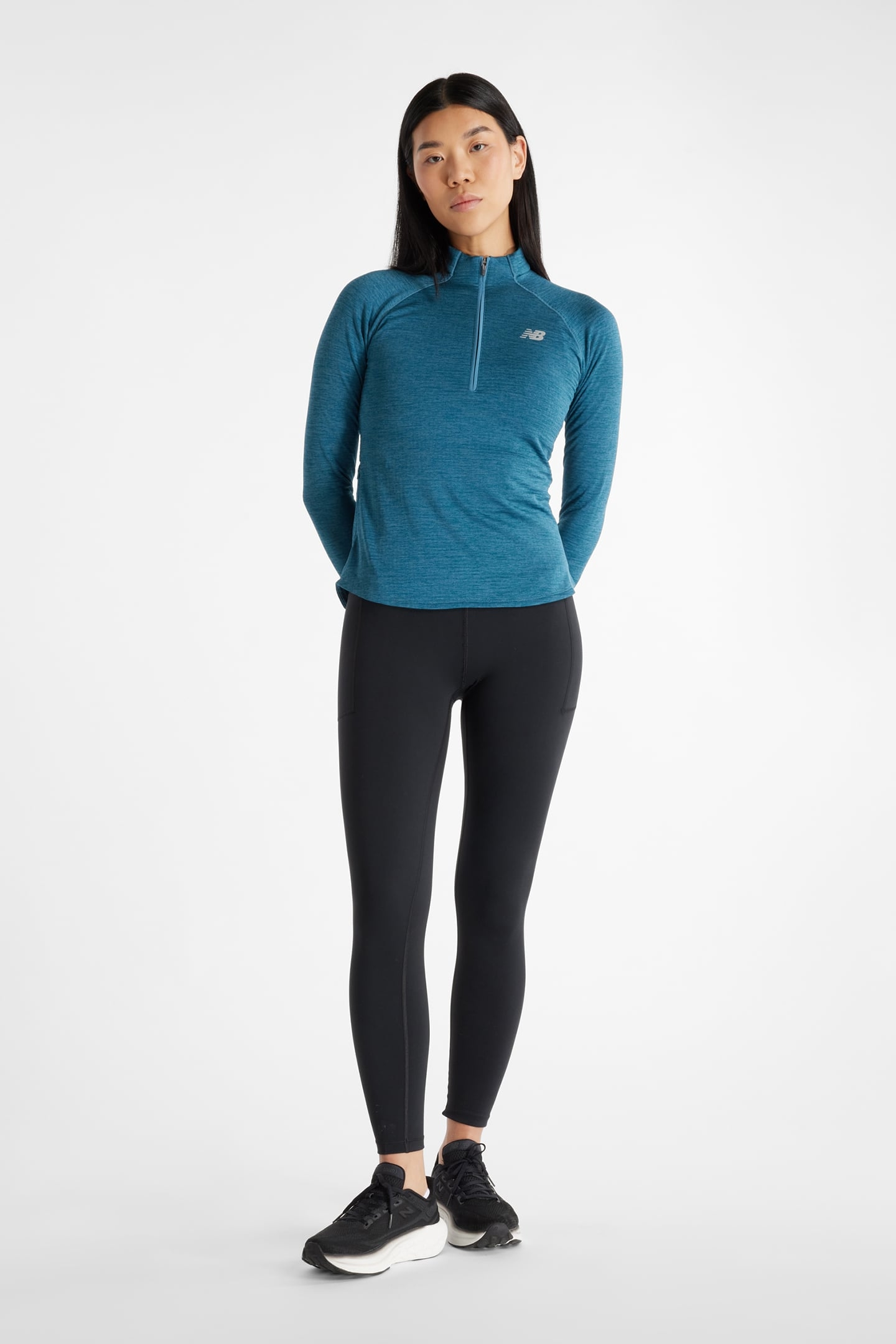 ATHLETICS HEAT GRID 1/2 ZIP TOP IN BLUE 3