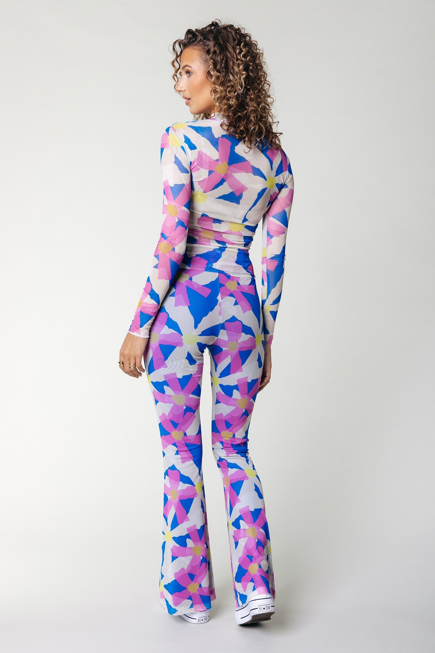 BIG FLOWER MESH EXTRA FLARE PANTS MULTICOLOR 2