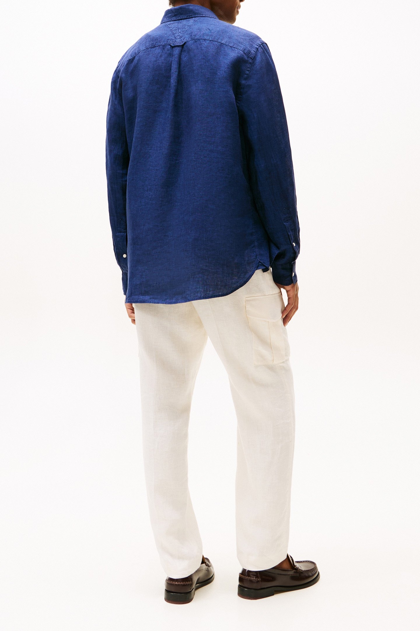 SLIM FIT LINEN SHIRT CARBON NAVY 3