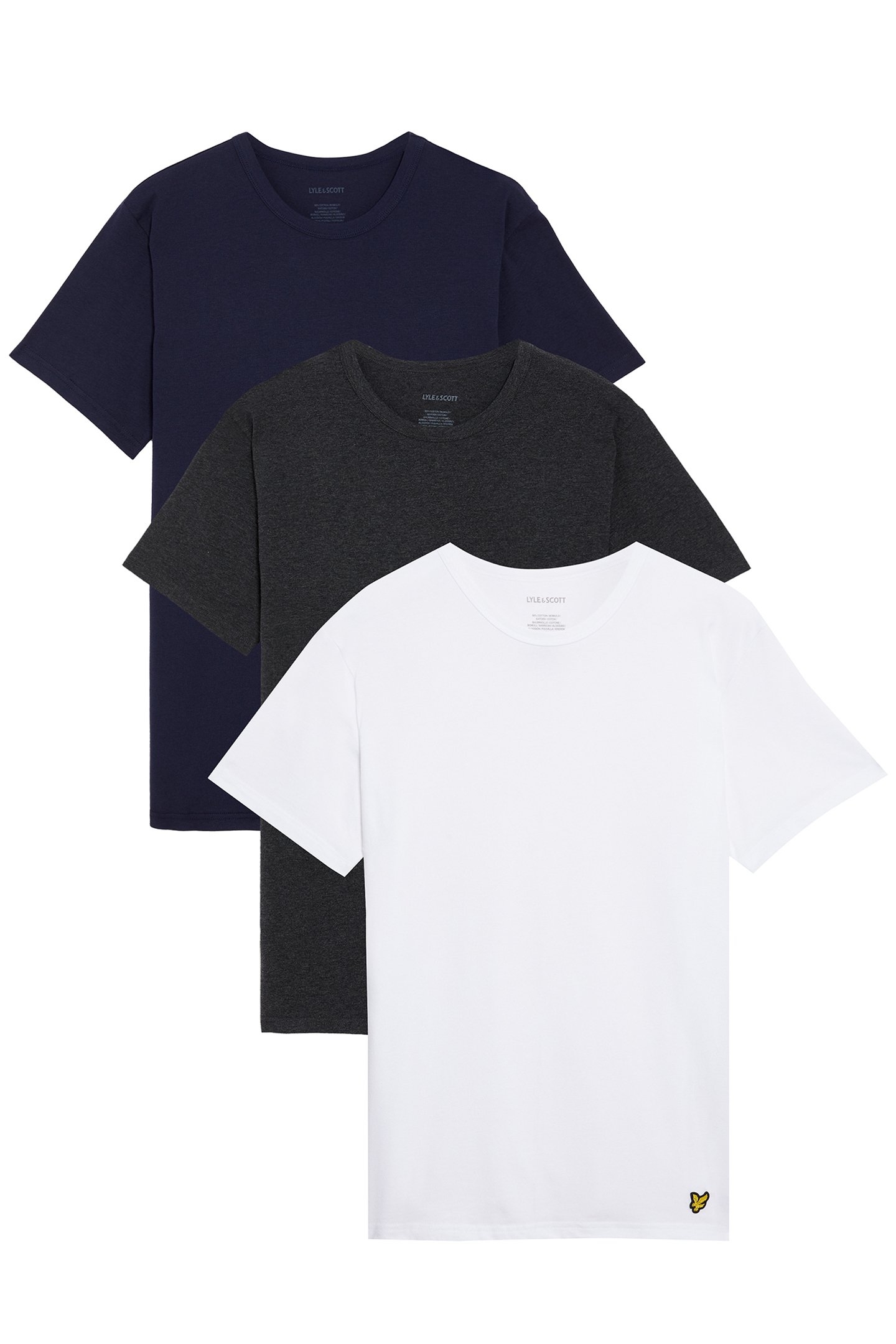BASIC 3 PACK T-SHIRT WHITE/ CHARCOAL MARL/ PEACOAT 1