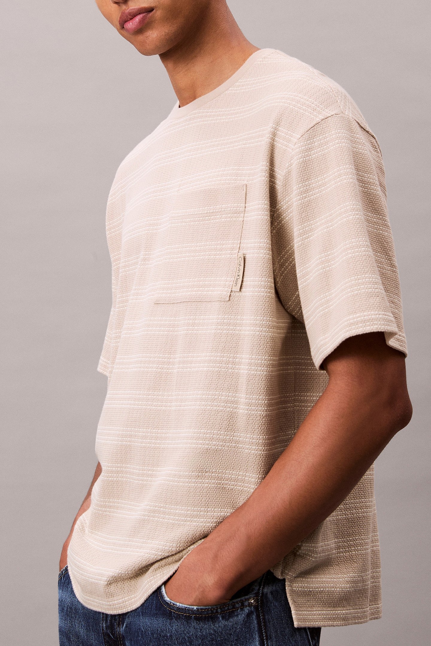 SS STRIPE JACQUARD T-SHIRT PLAZA TAUPE 4