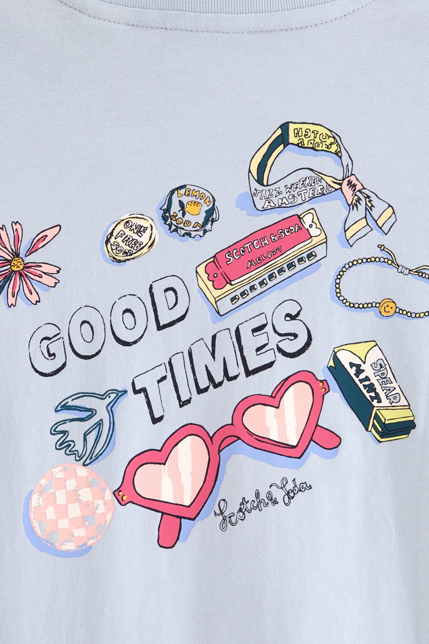 GIRLS CTTN JERSEY SS TOP LT BLUE/PASTEL 4