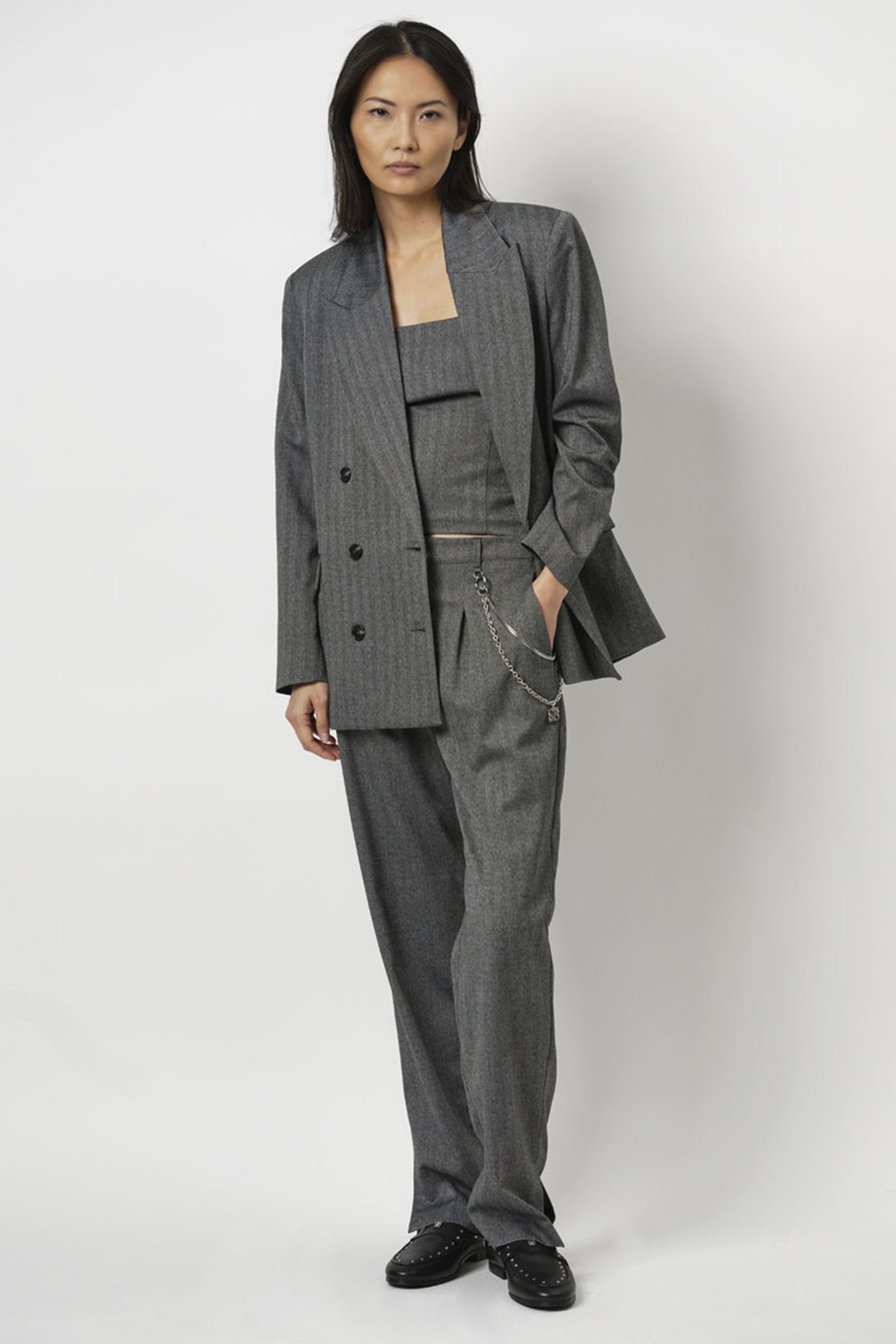 DEAN HERRINGBONE PANTS GRAPHITE 1