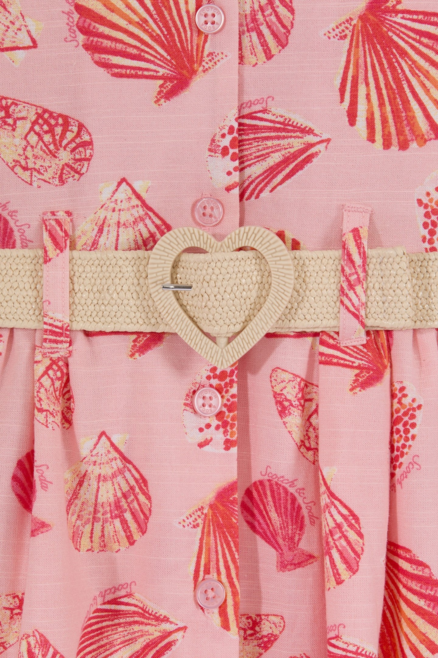 GIRLS SS BELTED DRESS LT PASTEL PINK 3