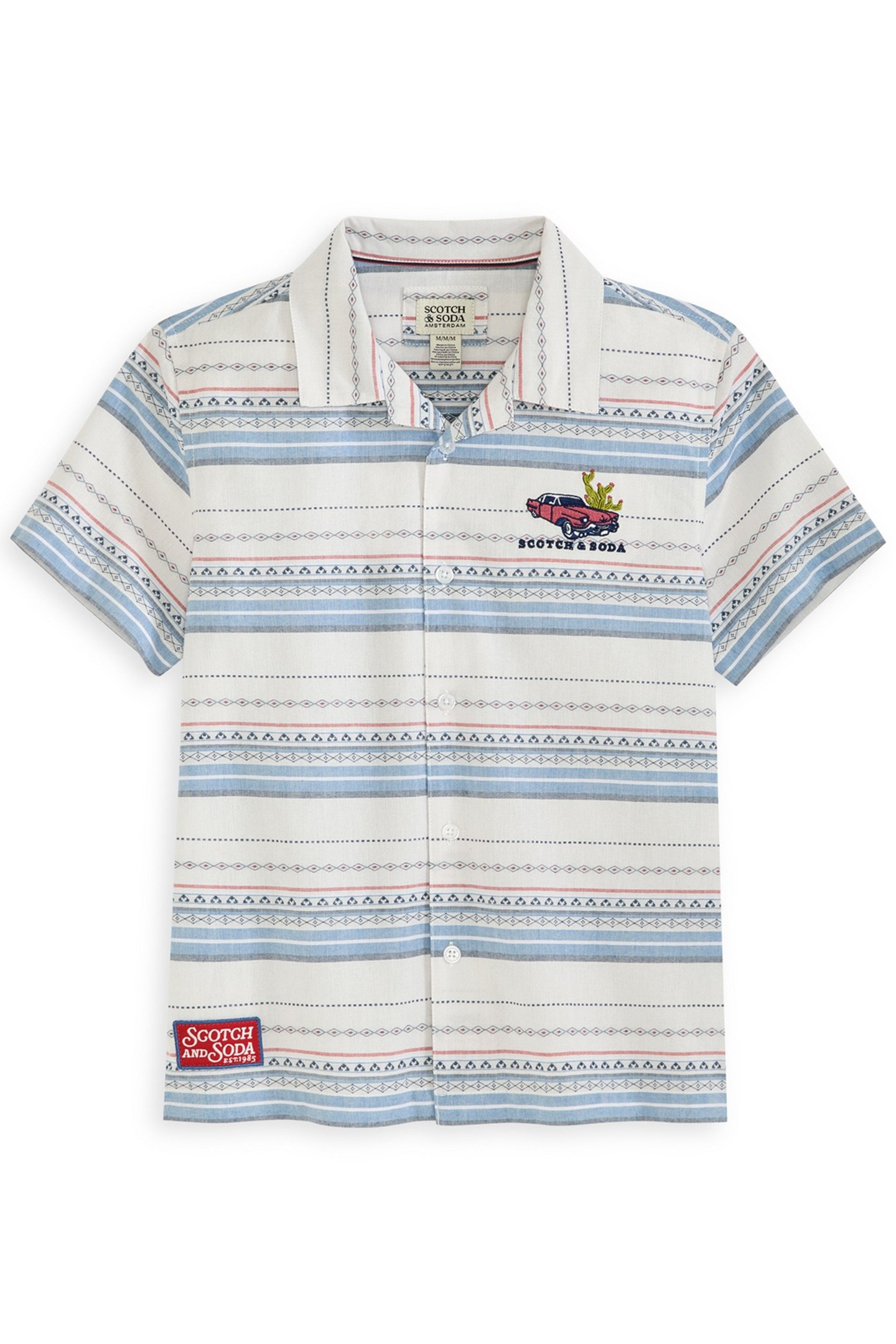 BOYS DOBBY CAMP SHIRT GREY/GREY 1