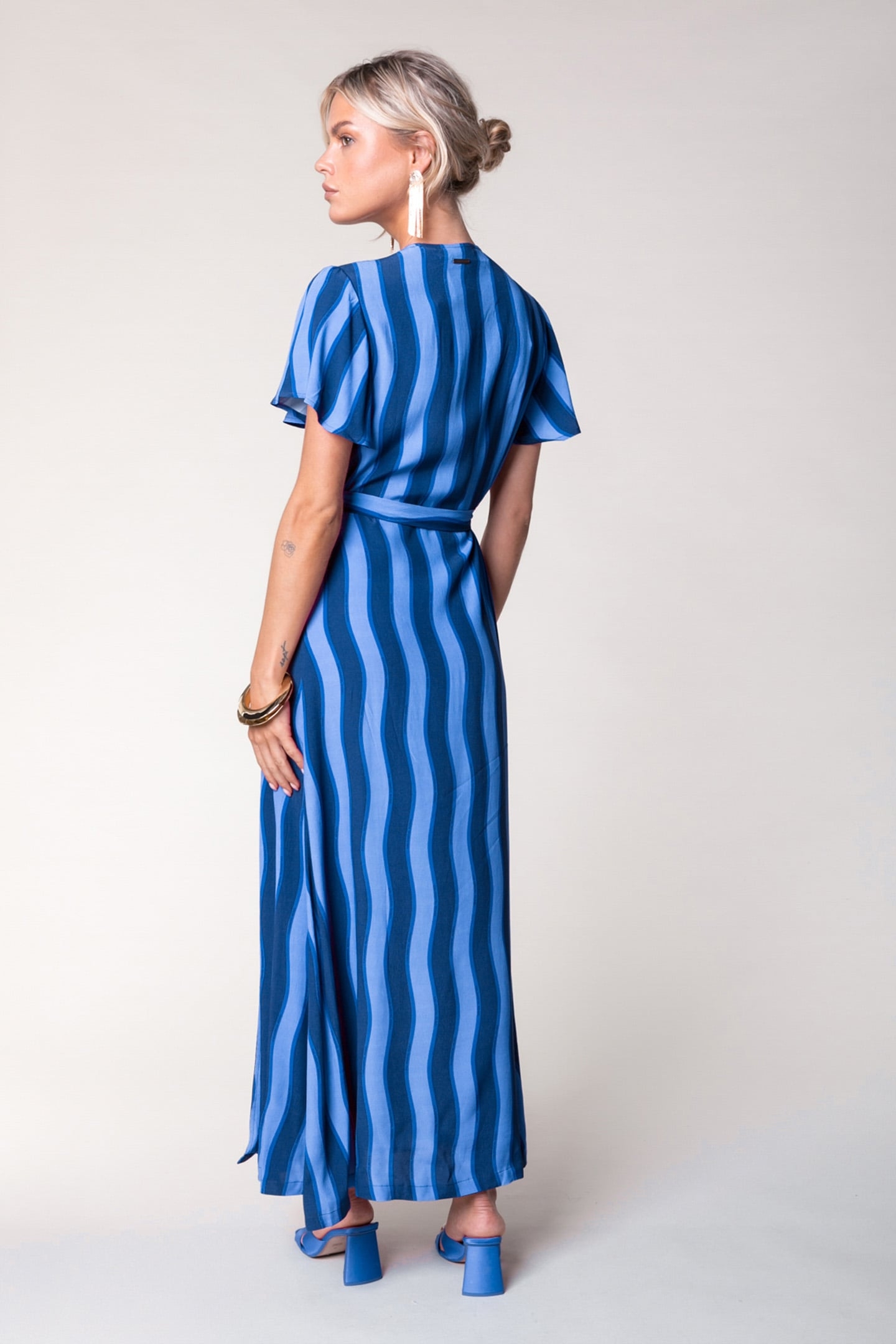 AVA STRIPES REAL WRAP MAXI DRESS SS BLUE 2