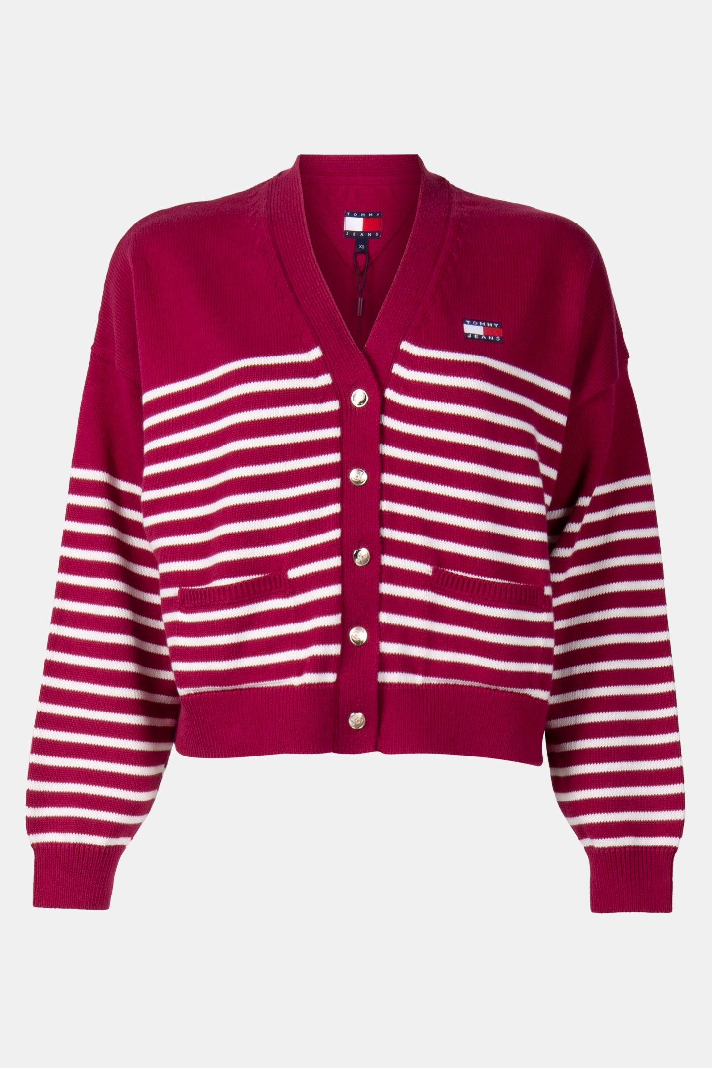 TJW CABLE CARDIGAN BRILLIANT BERRY / STRIPE 3