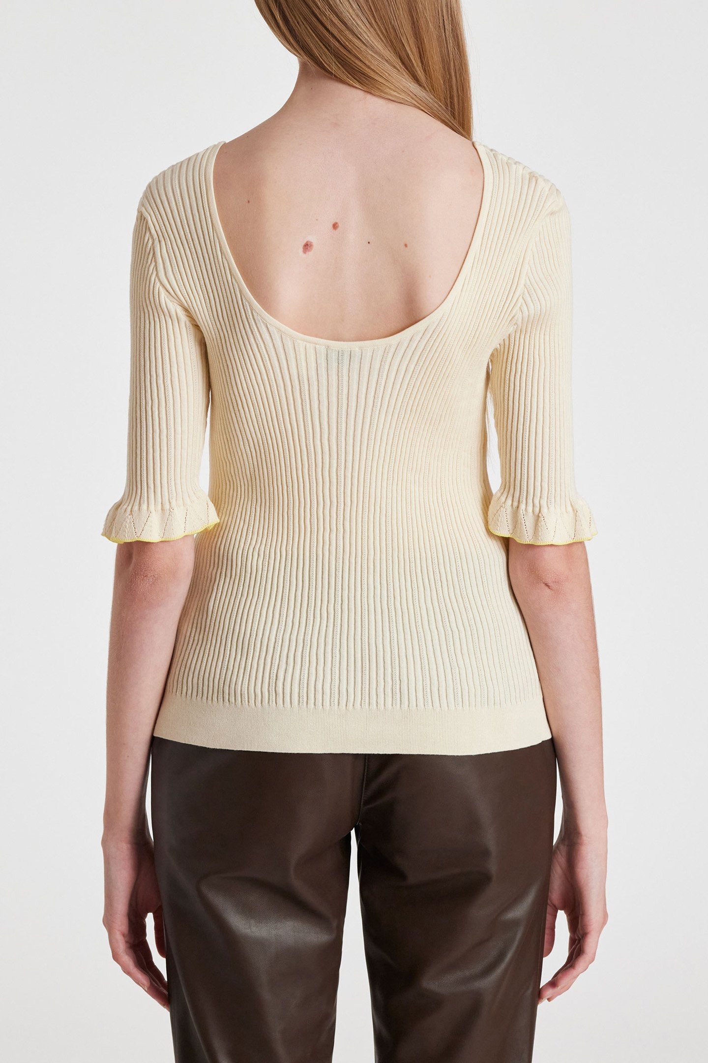 KNITTED SWEATER SS SCOOP NECK OFF WHITE 2