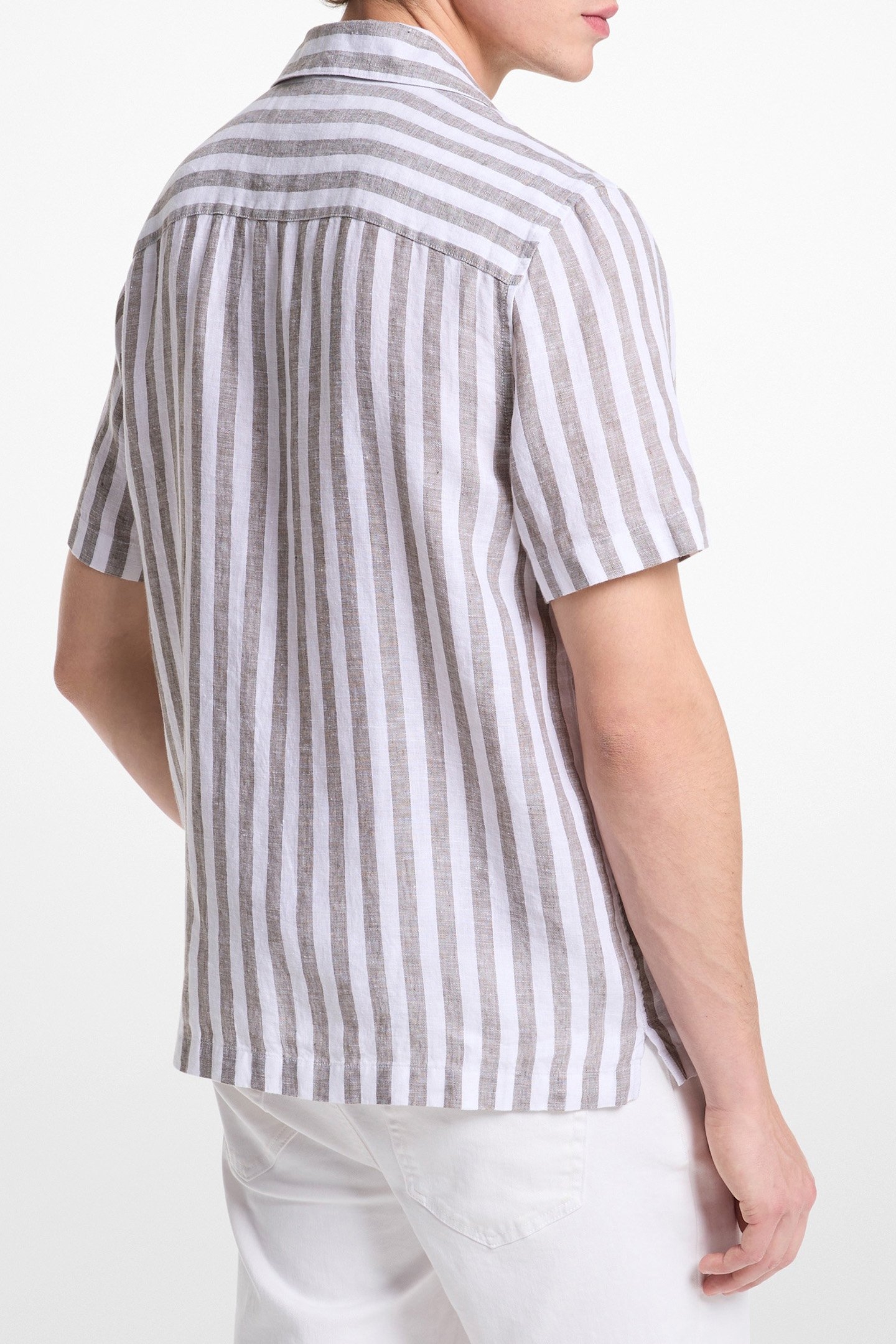 LINEN BOLD STRIPE SHORT SLEEVE SHIRT 2