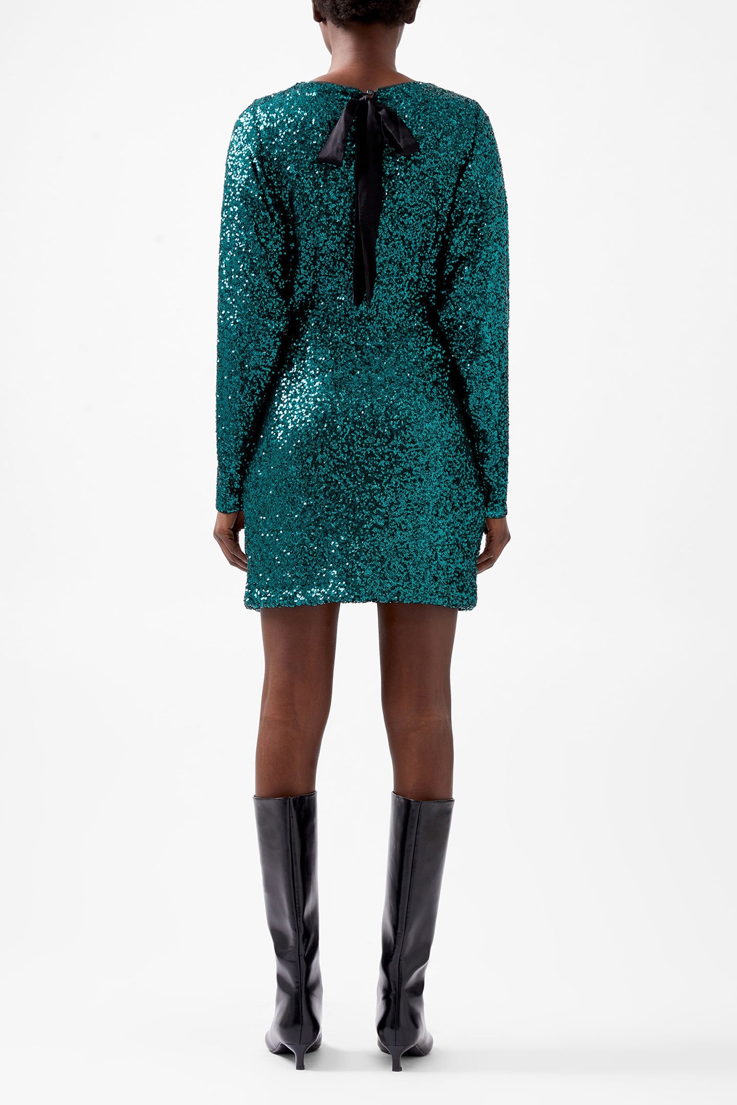 ELENA SEQUIN BOW BACK DRESS FOREST 3