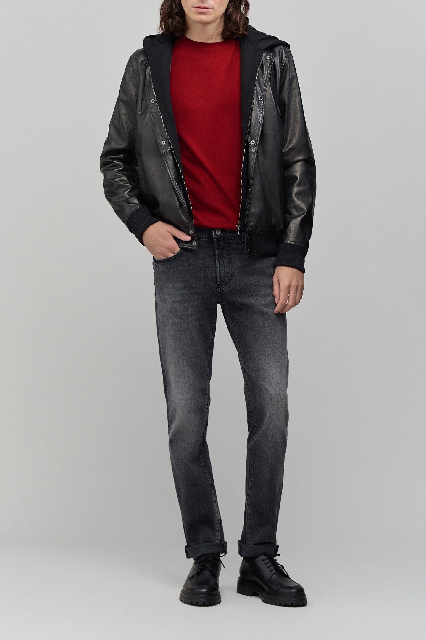 DARK RED COTTON MODAL MIX T-SHIRT 4