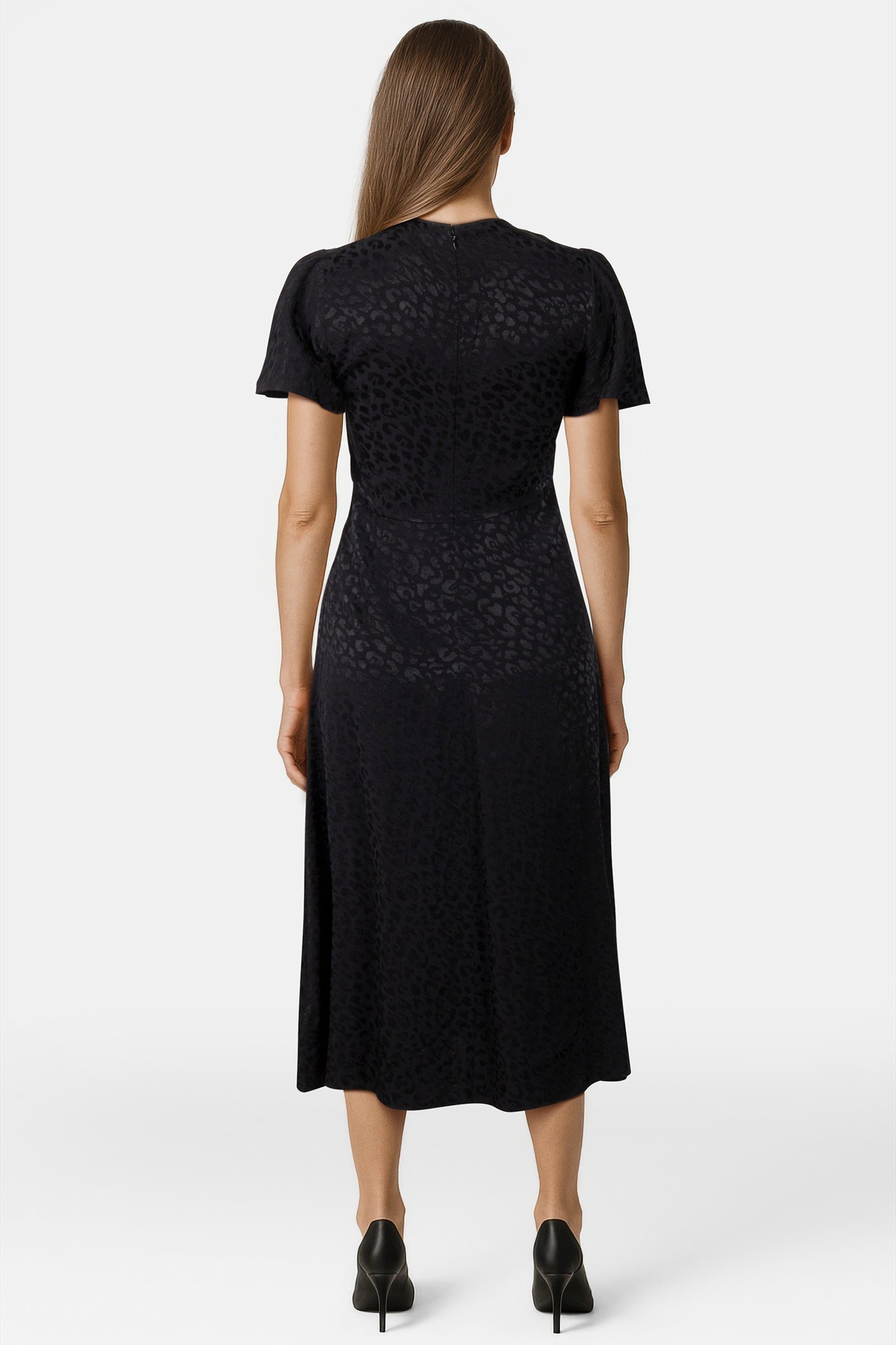 MIDI DRESS IN BLACK ANIMAL JAQUARD 2