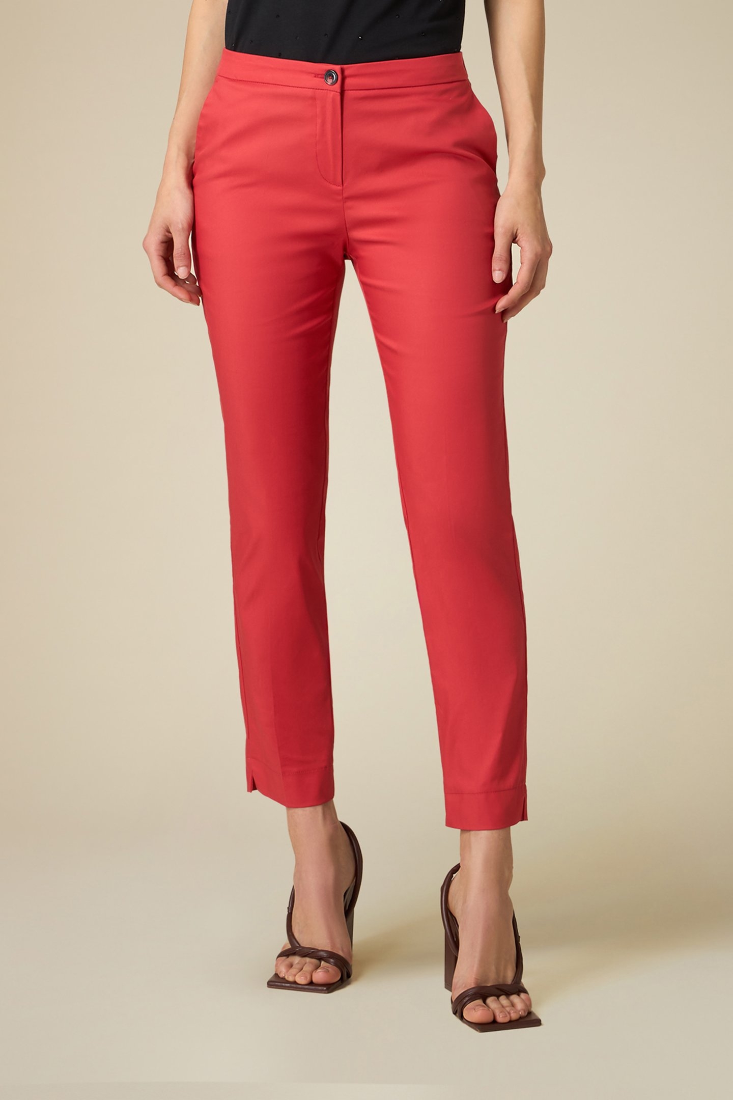 BASIC COTTON-BLEND TROUSERS RED 1