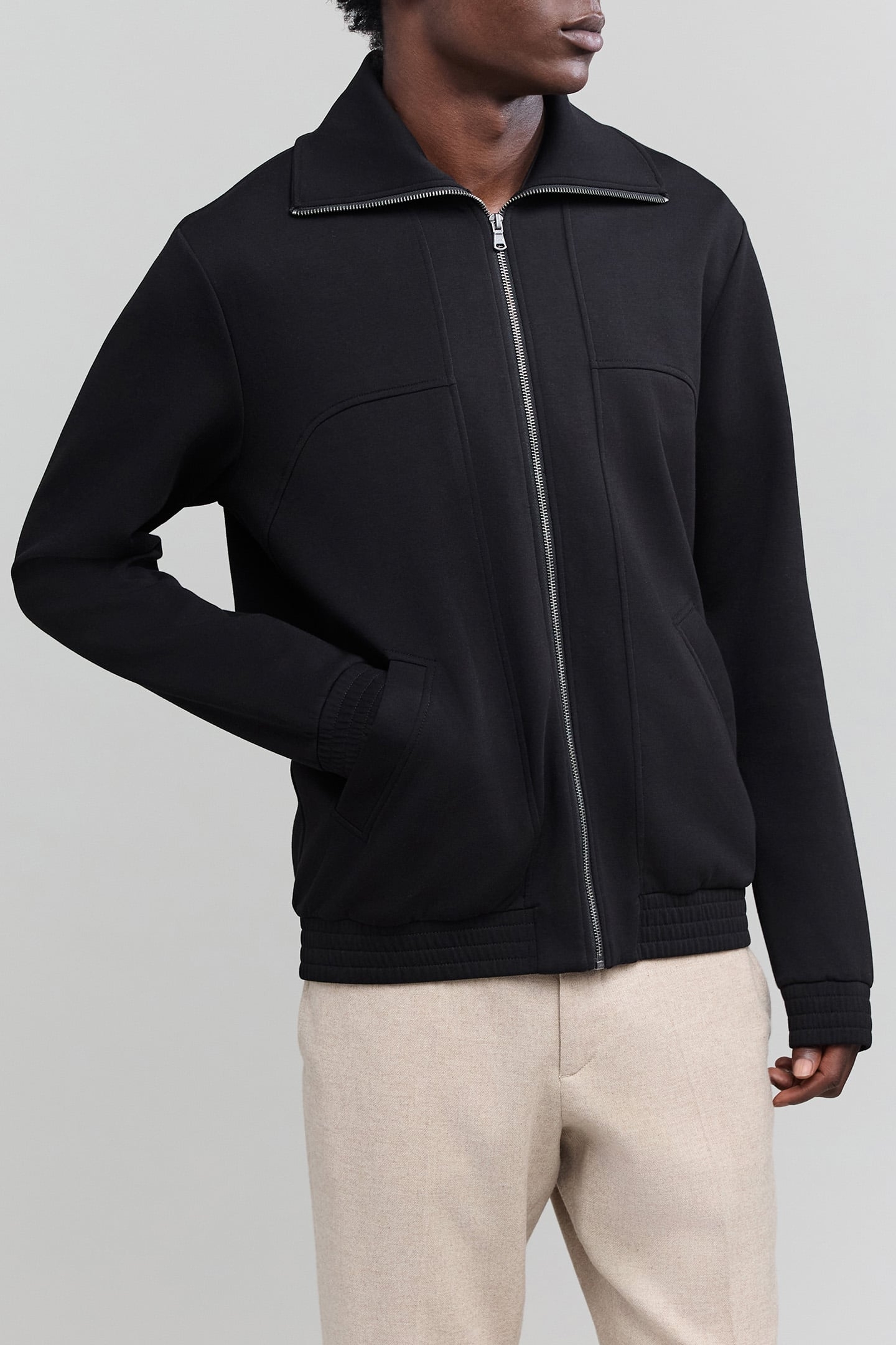 BLACK HIGH NECK ZIPPED CARDIGAN 5