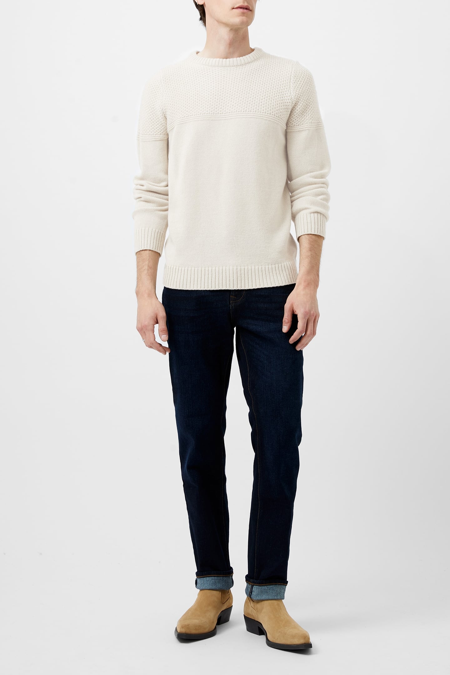 LINK STITCH CREW JUMPER SAND 2