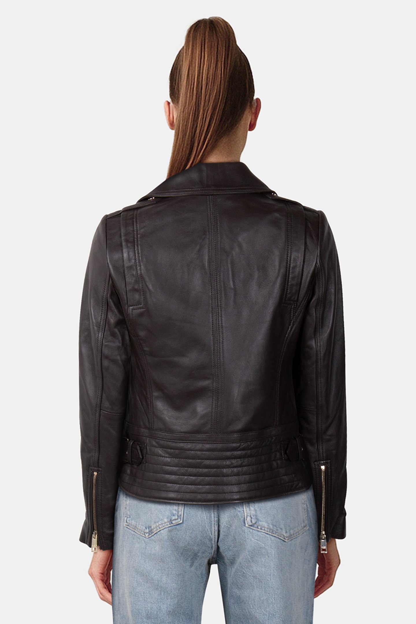 BIKER JACKET IN CHOCOLATE BROWN 2