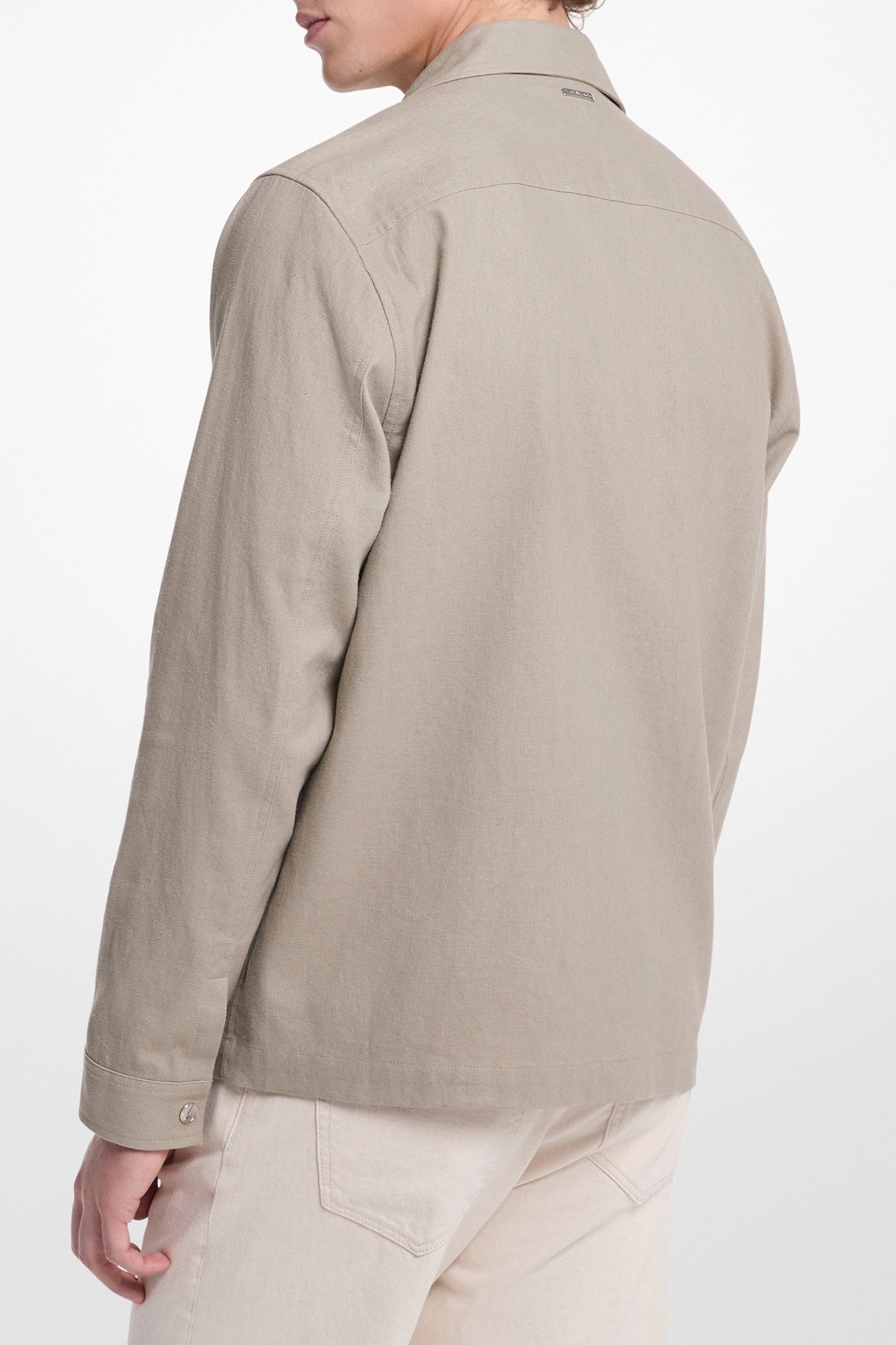 LONG SLEEVE COTTON UTILITY JACKET IN LIGHT SAGE 2