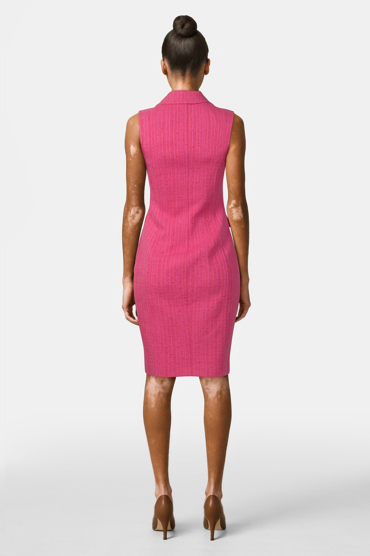 TEDDY BUTTONS TWEED DRESS PINK 2