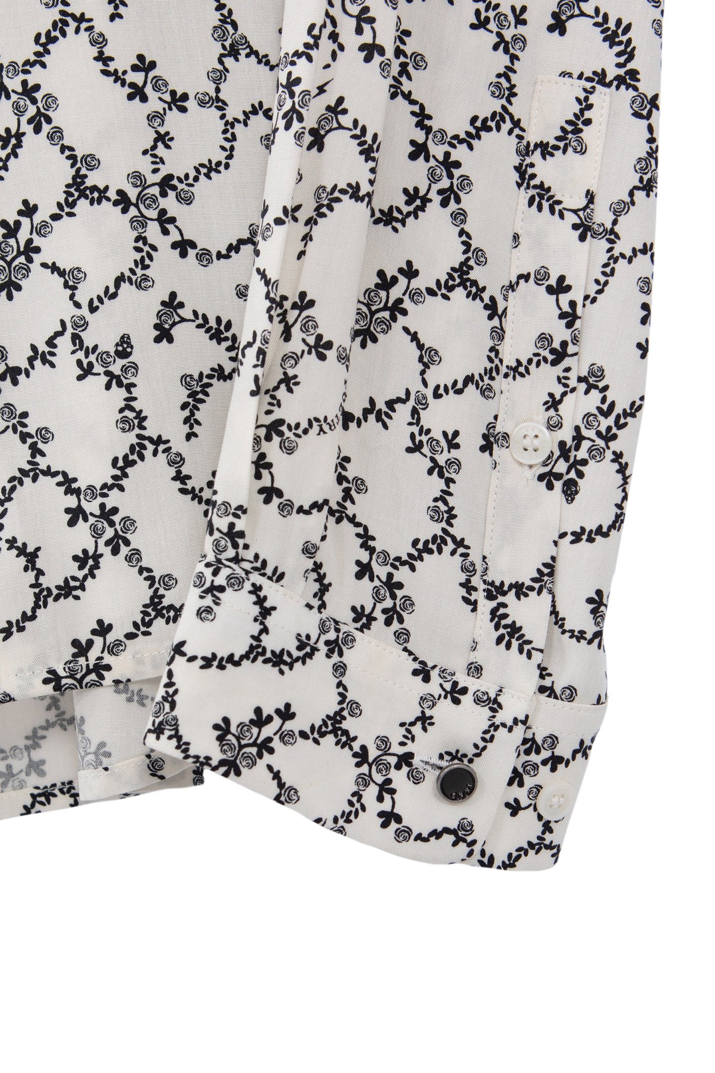 SLIM CHALK SHIRT WITH SKULL AND FLOWERS PRINT 7