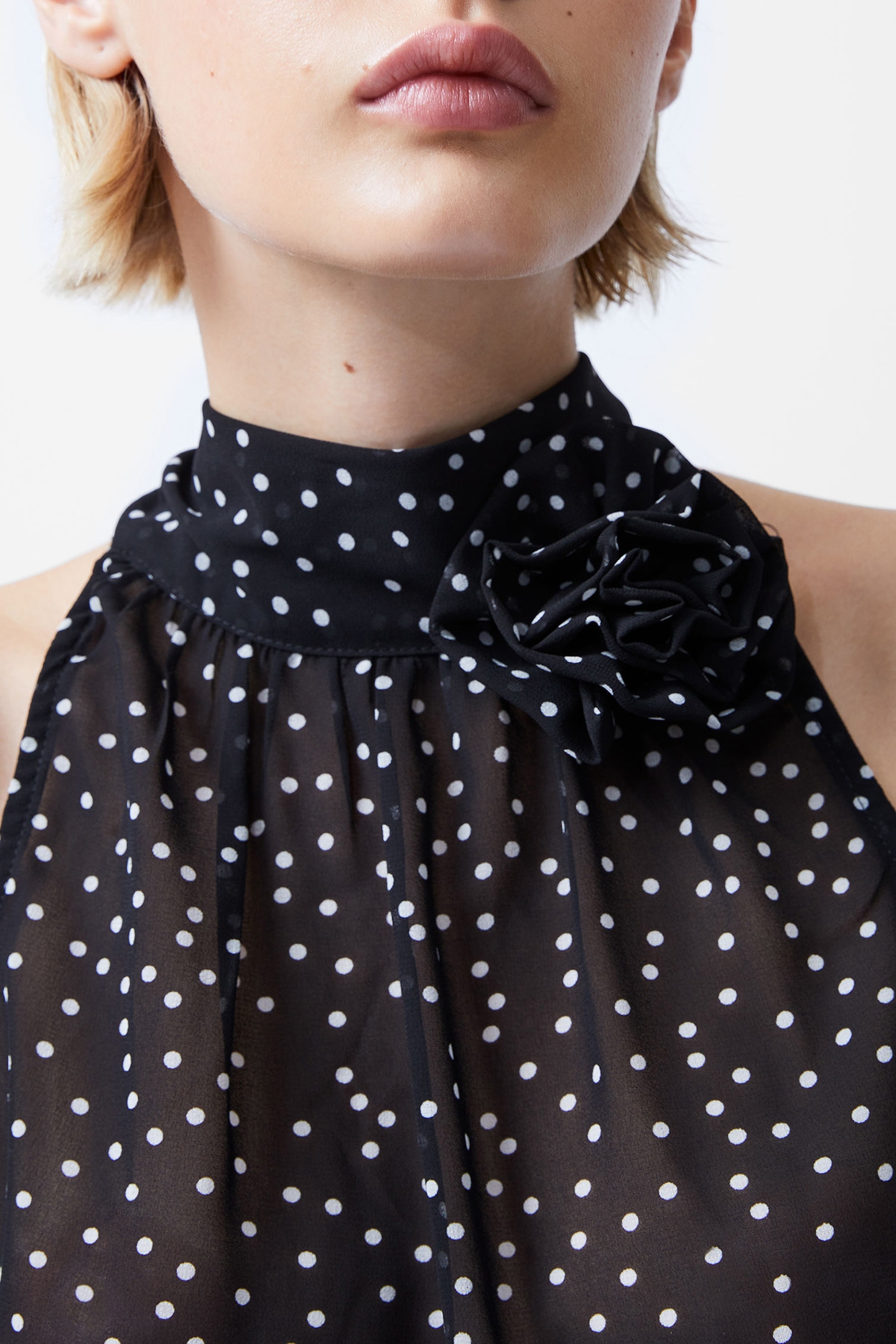 POLKA DOT ROSETTA TOP BLACK/WHITE 4