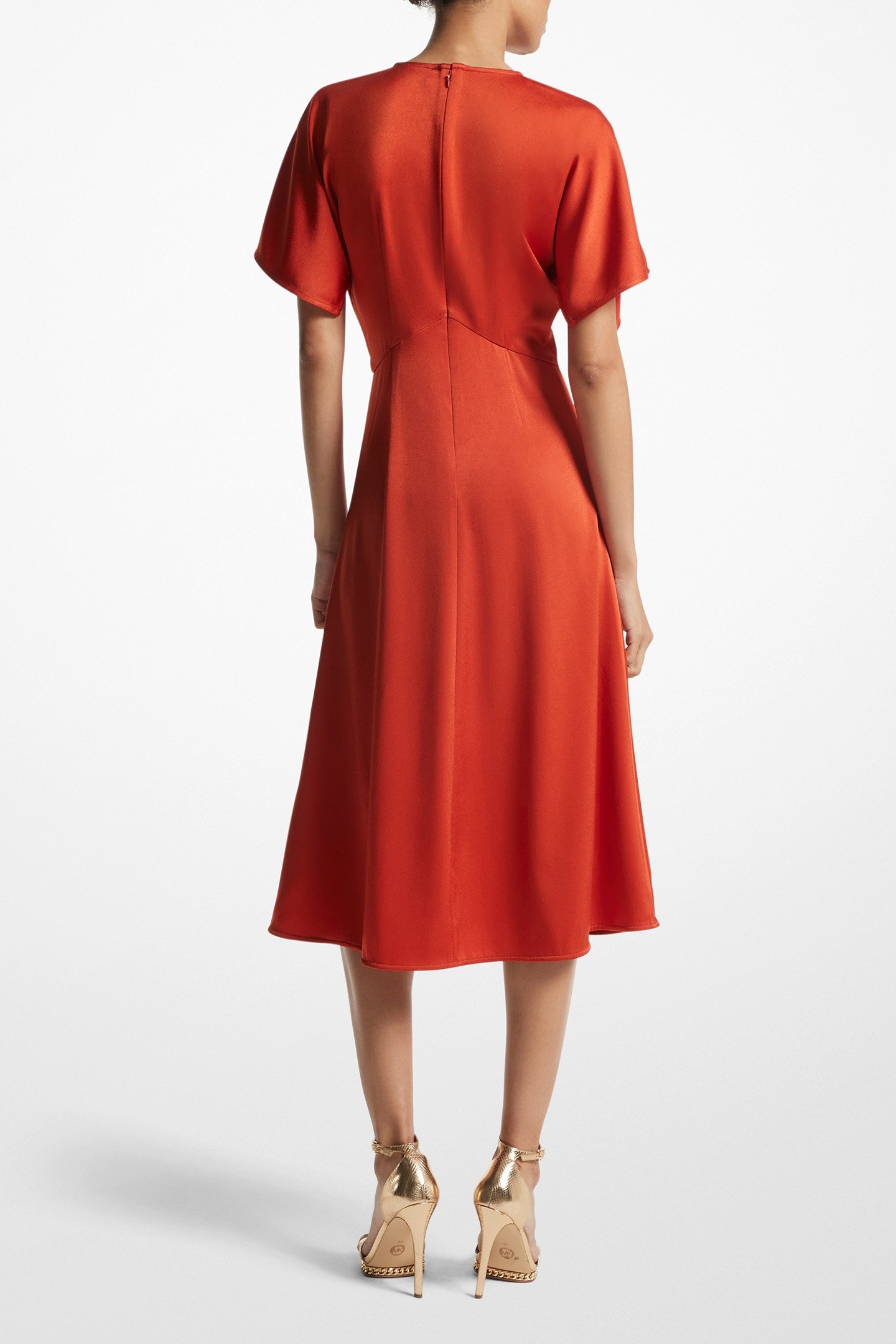 FLUTTER SLEEVE MIDI DRESS IN TERRACOTA 2
