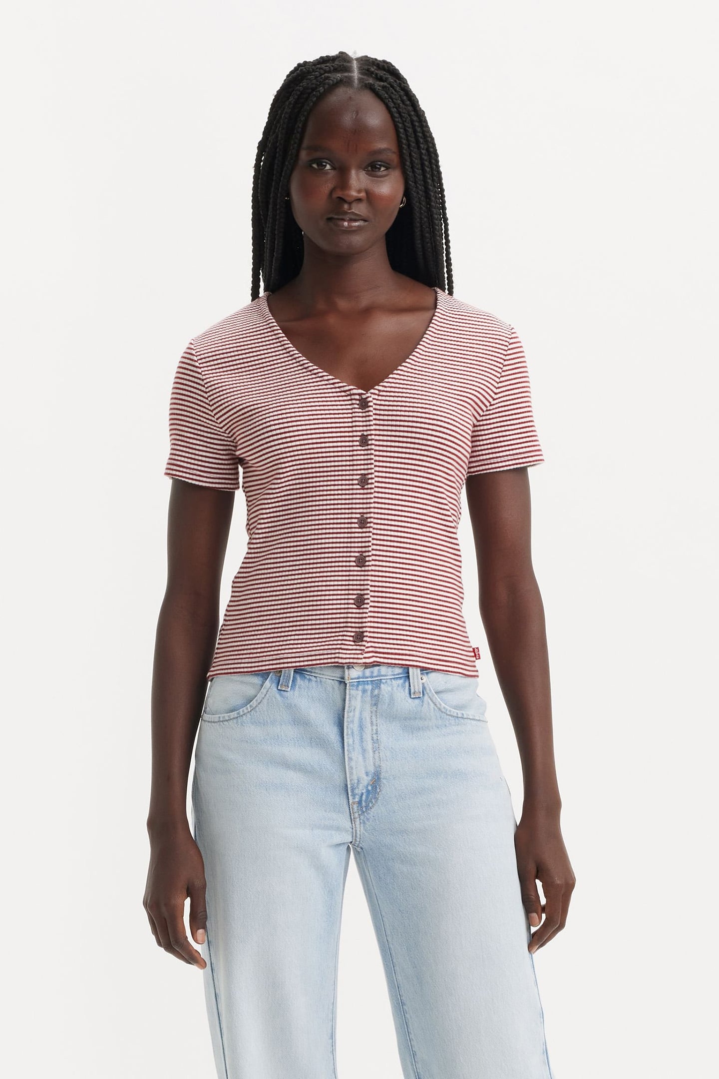 MUSE SS TEE VANILLA STRIPE SUNDRIED TOMATO 1