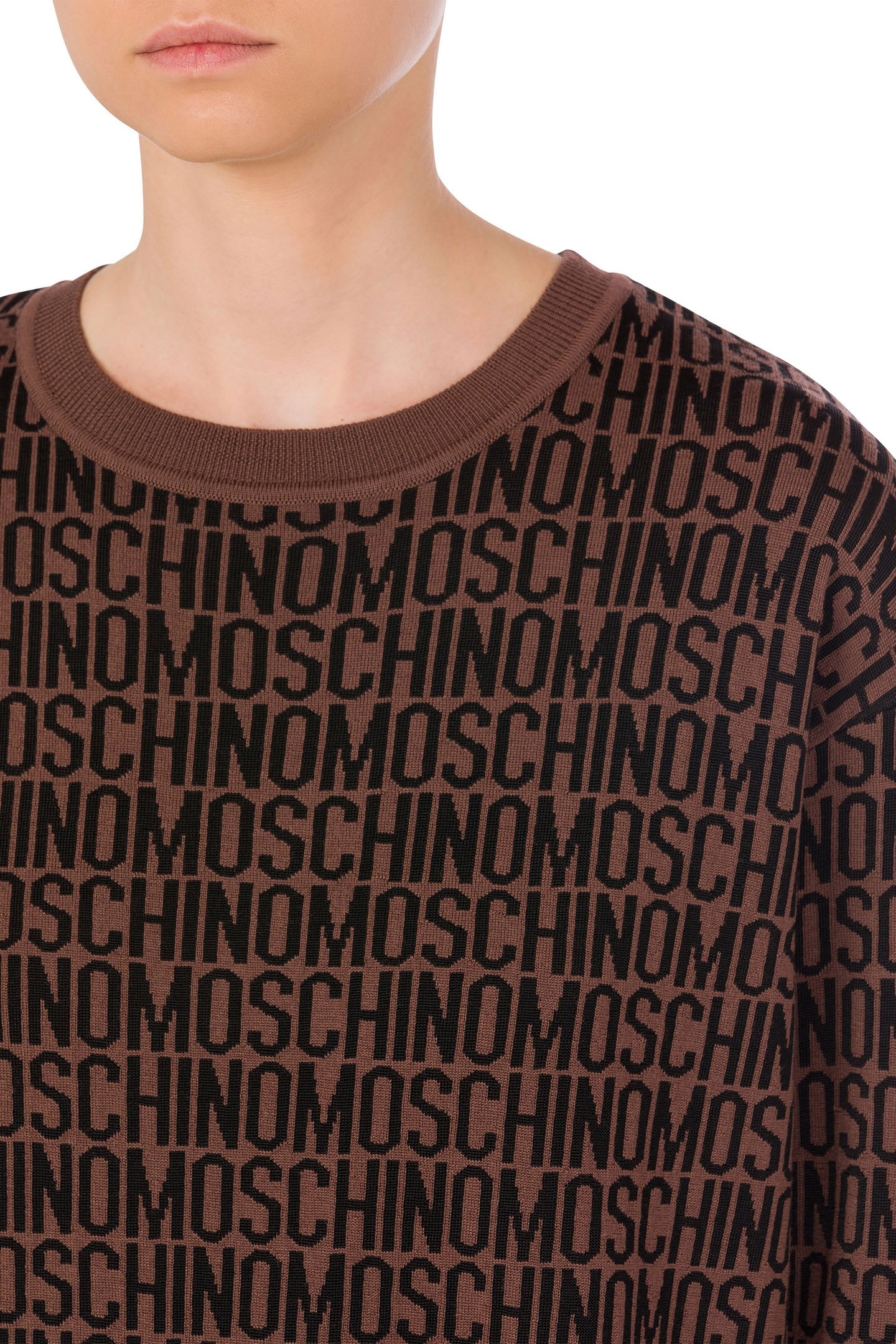 ALLOVER LOGO WOOL PULLOVER BROWN 4