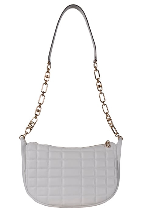 LARGE QUILTED CHAIN STRAP MESSENGER BAG IN WHITE 3