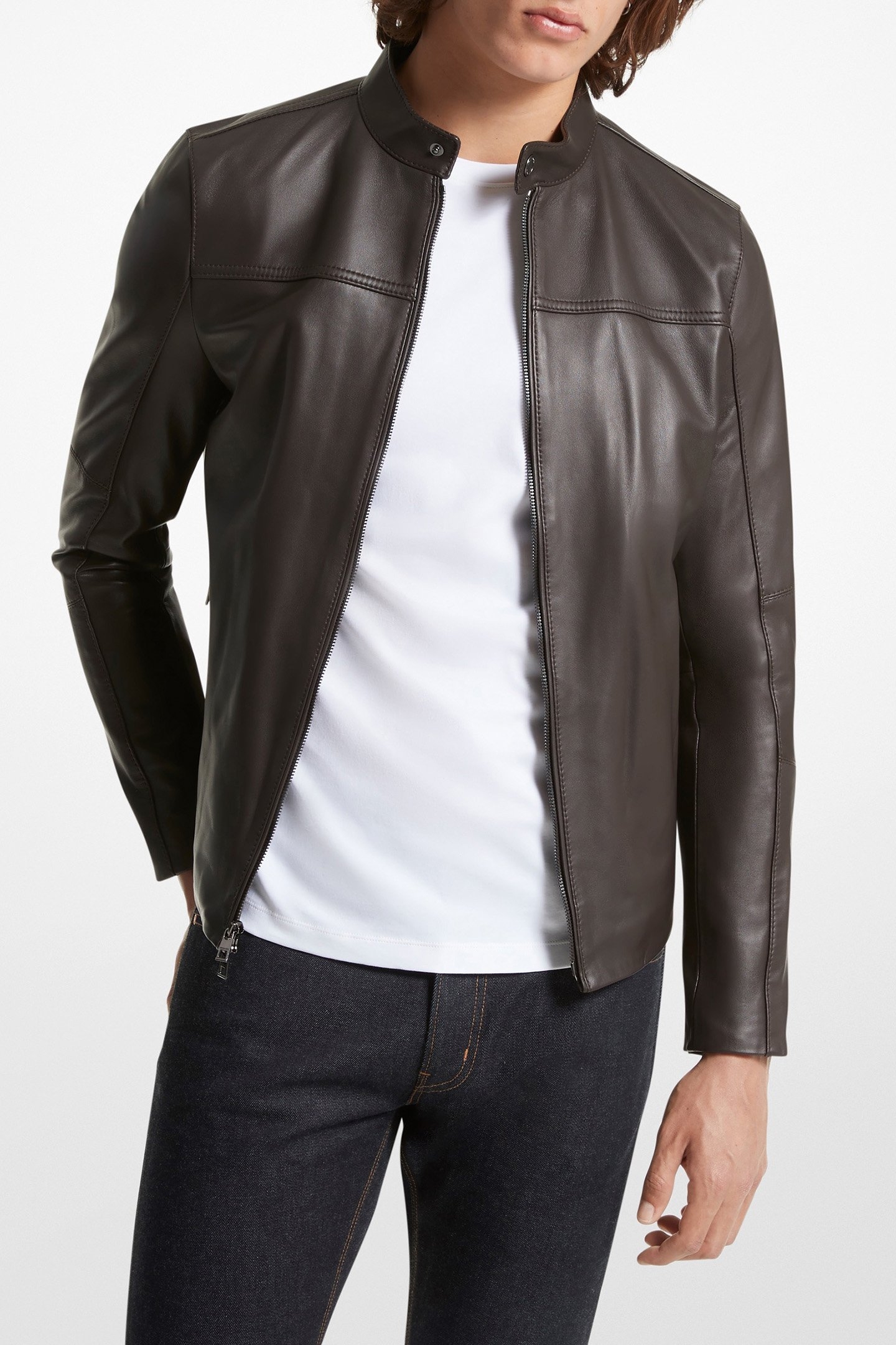 RACER JACKET IN CHOCOLATE BROWN 1