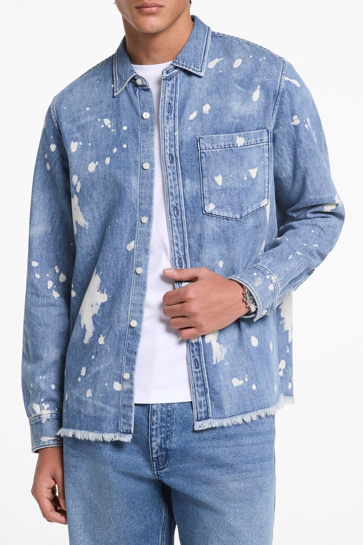 OVERSIZED DENIM SHIRT IN SPLATTER PRINT 1