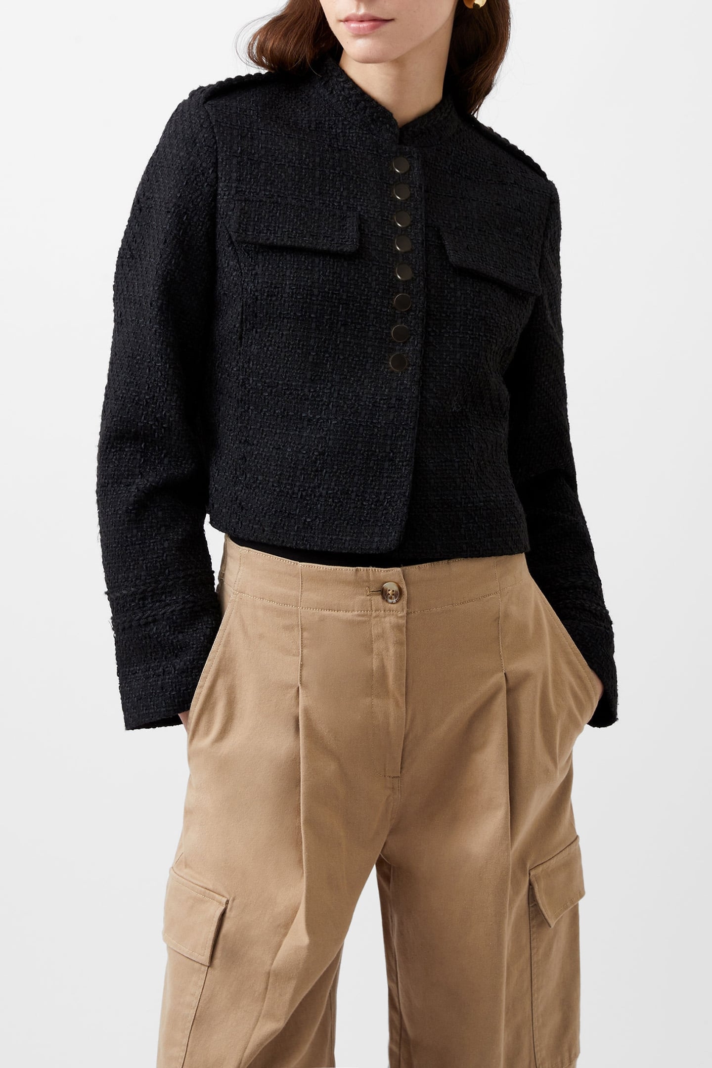 FELICE TWEED MILITARY JACKET BLACKOUT 1