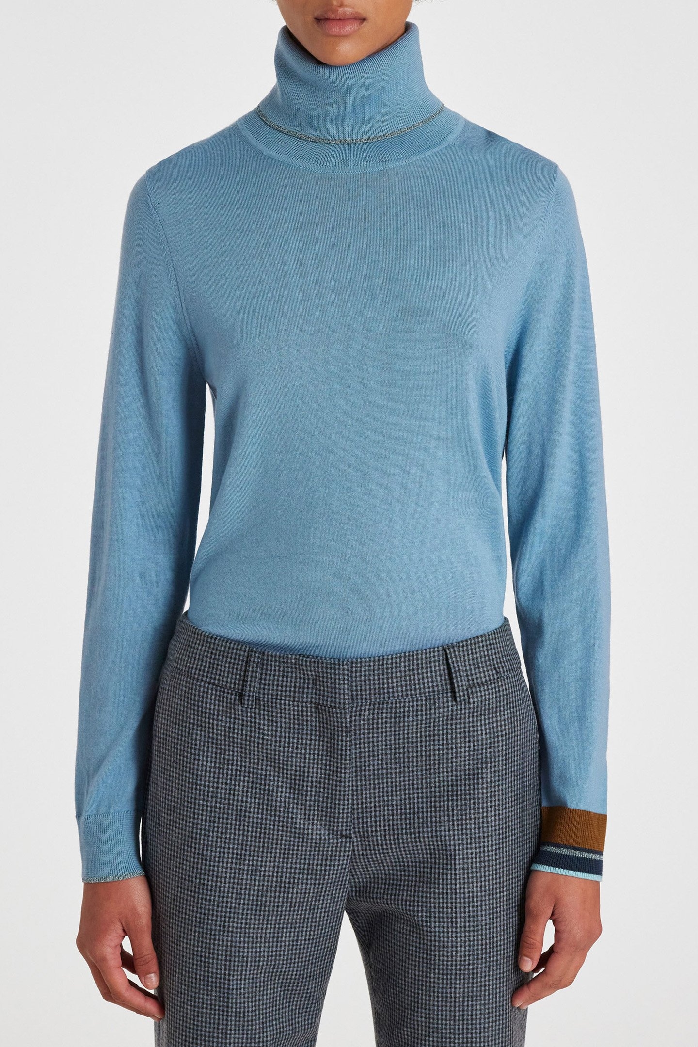 KNITTED SWEATER ROLL NECK PETROL BLUE 1
