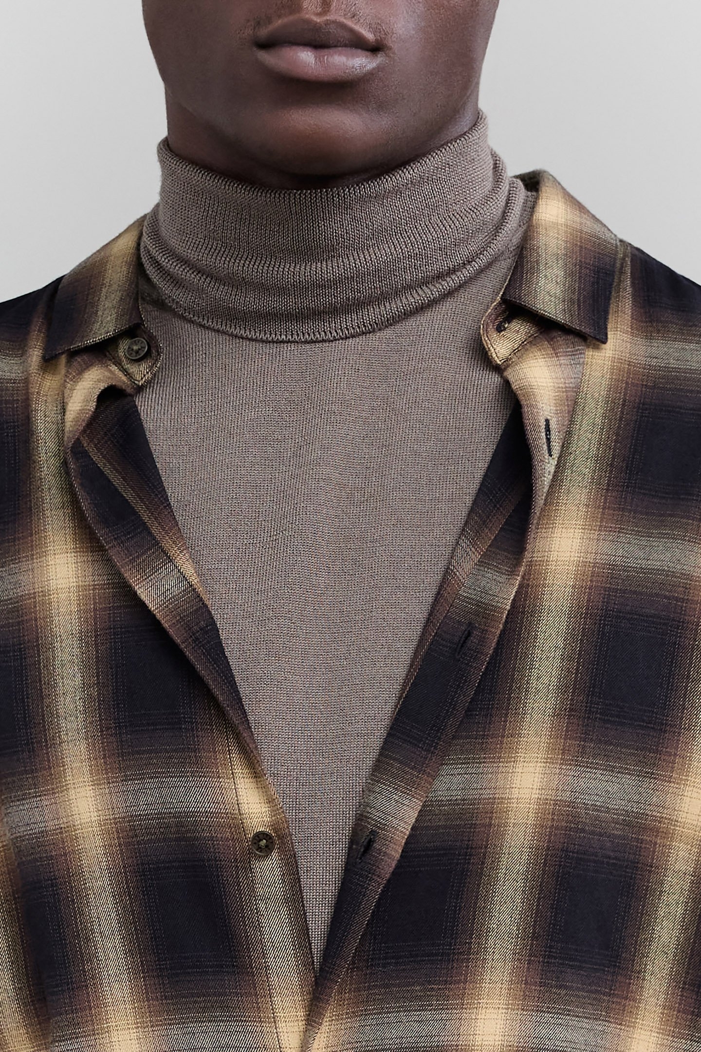 SHIRT REGULAR DARK KHAKI CHECK PATTERN HOMME 4