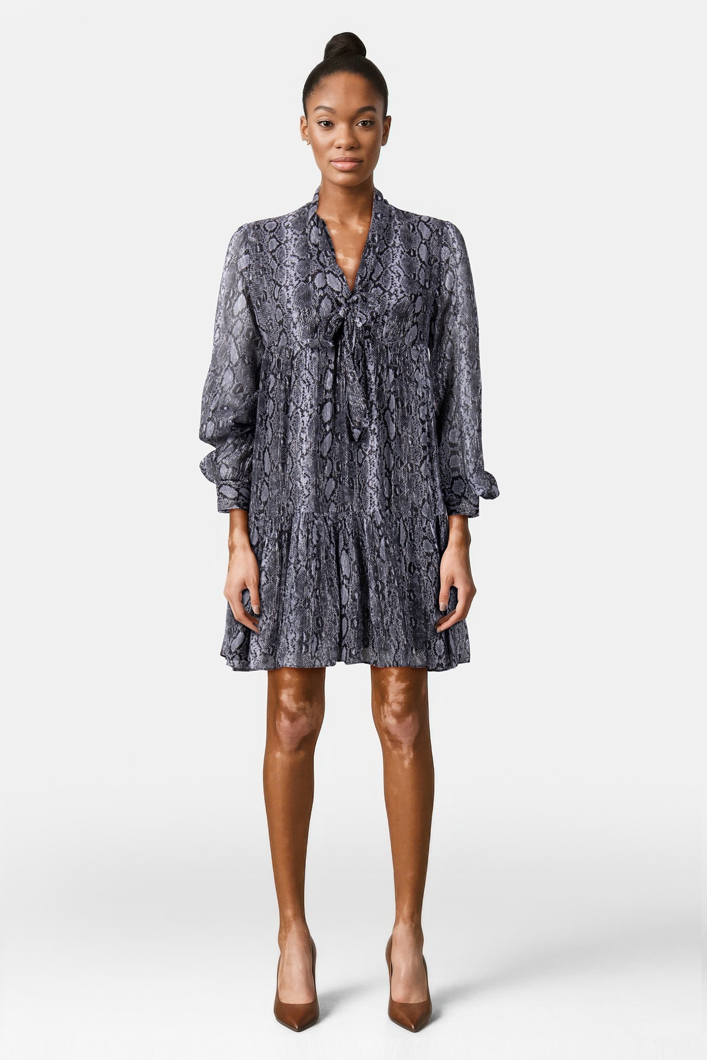 ADDER BOW DETAIL DRESS IN LUREX 1