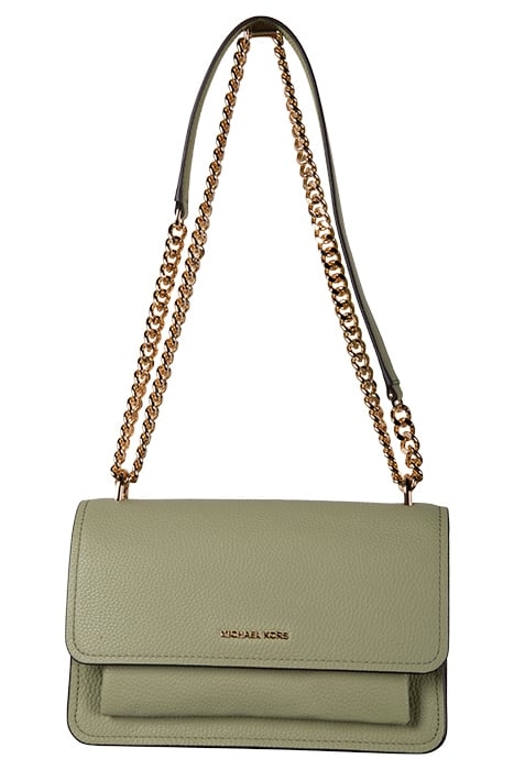 LARGE SHOULDER BAG WITH GOLD CHAIN IN LIGHT SAGE 1