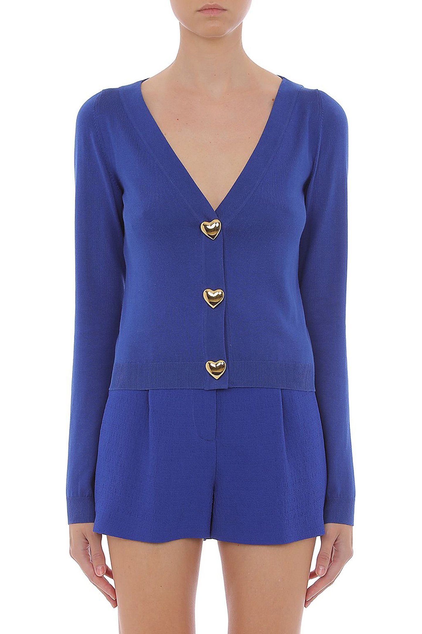 HEART BUTTONS KNITTED CARDIGAN BLUE 1