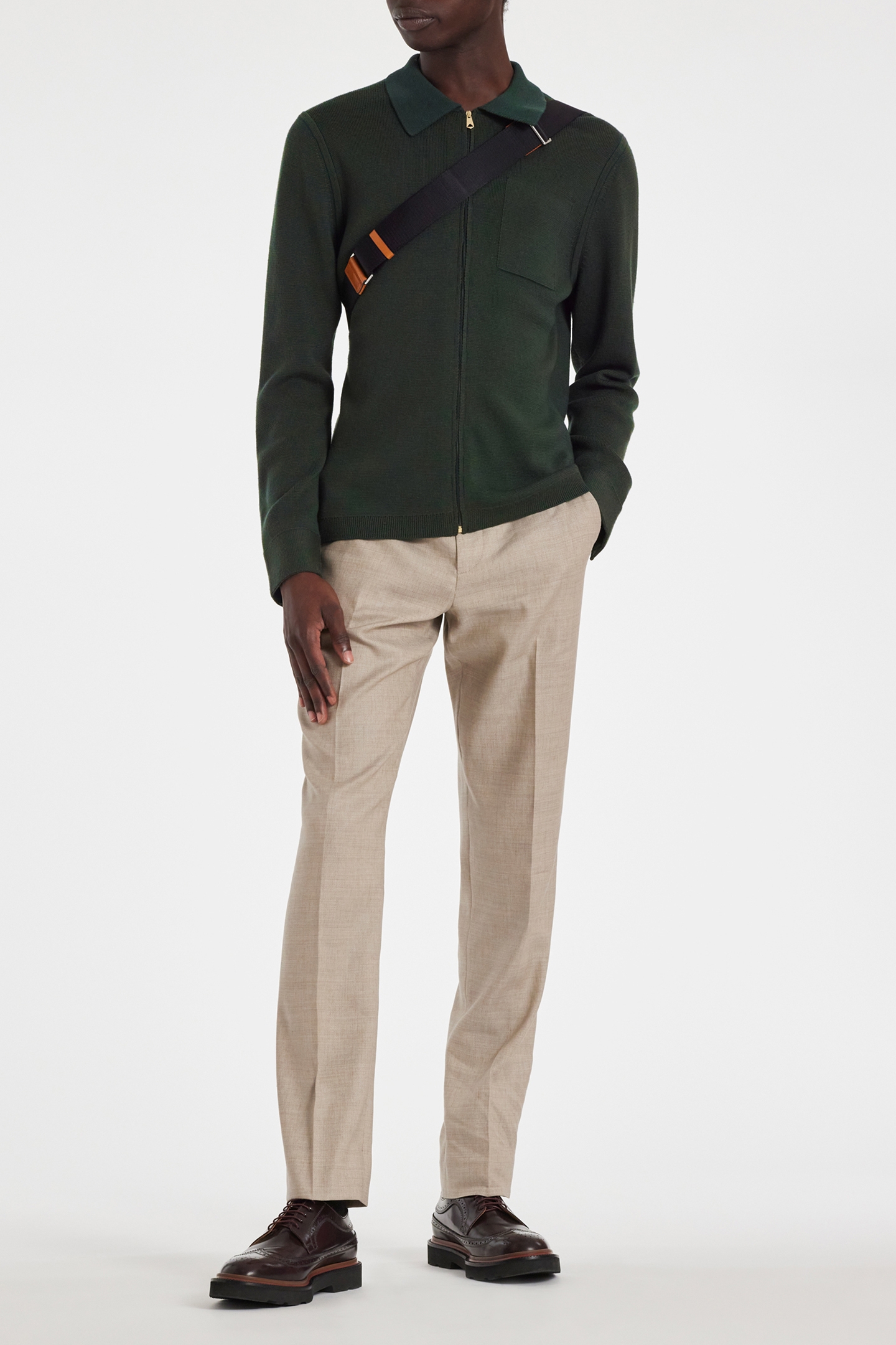 MENS CARDIGAN ZIP THRU BOTTLE GREEN 3