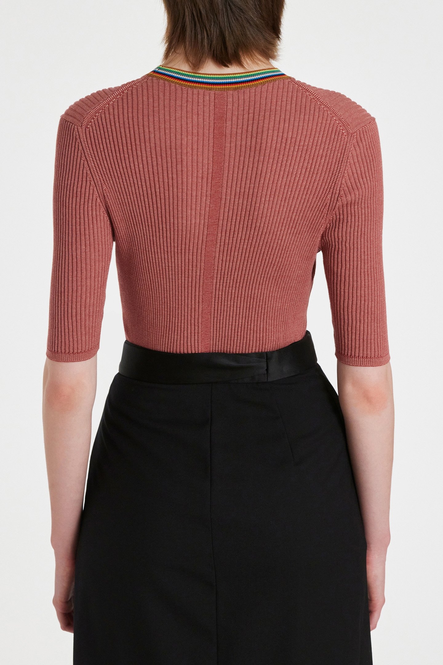 KNITTED SS SWEATER CREW NECK CORAL RED 2