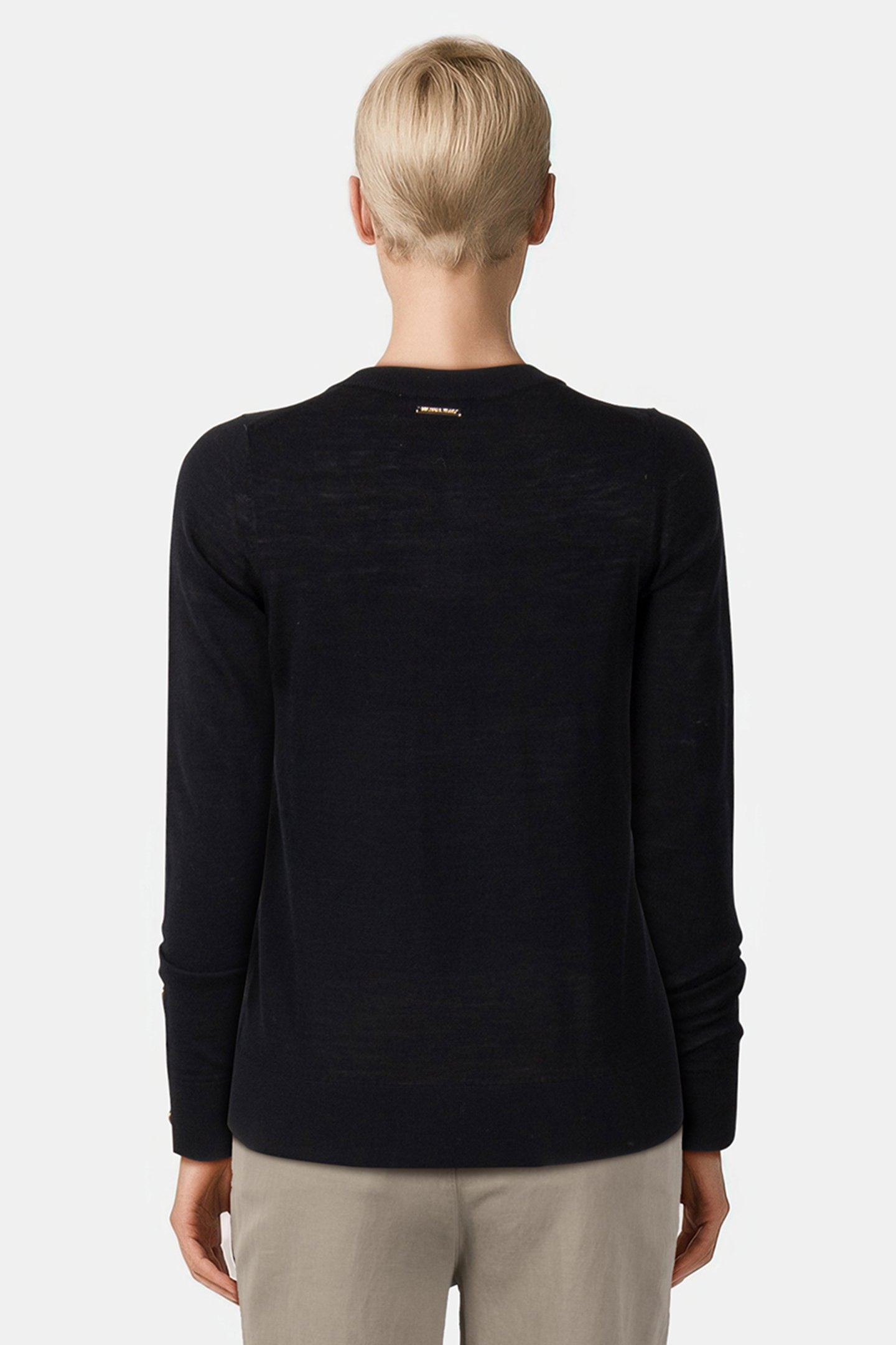 MERINO SNAP SLV LS SWEATER BLACK 2