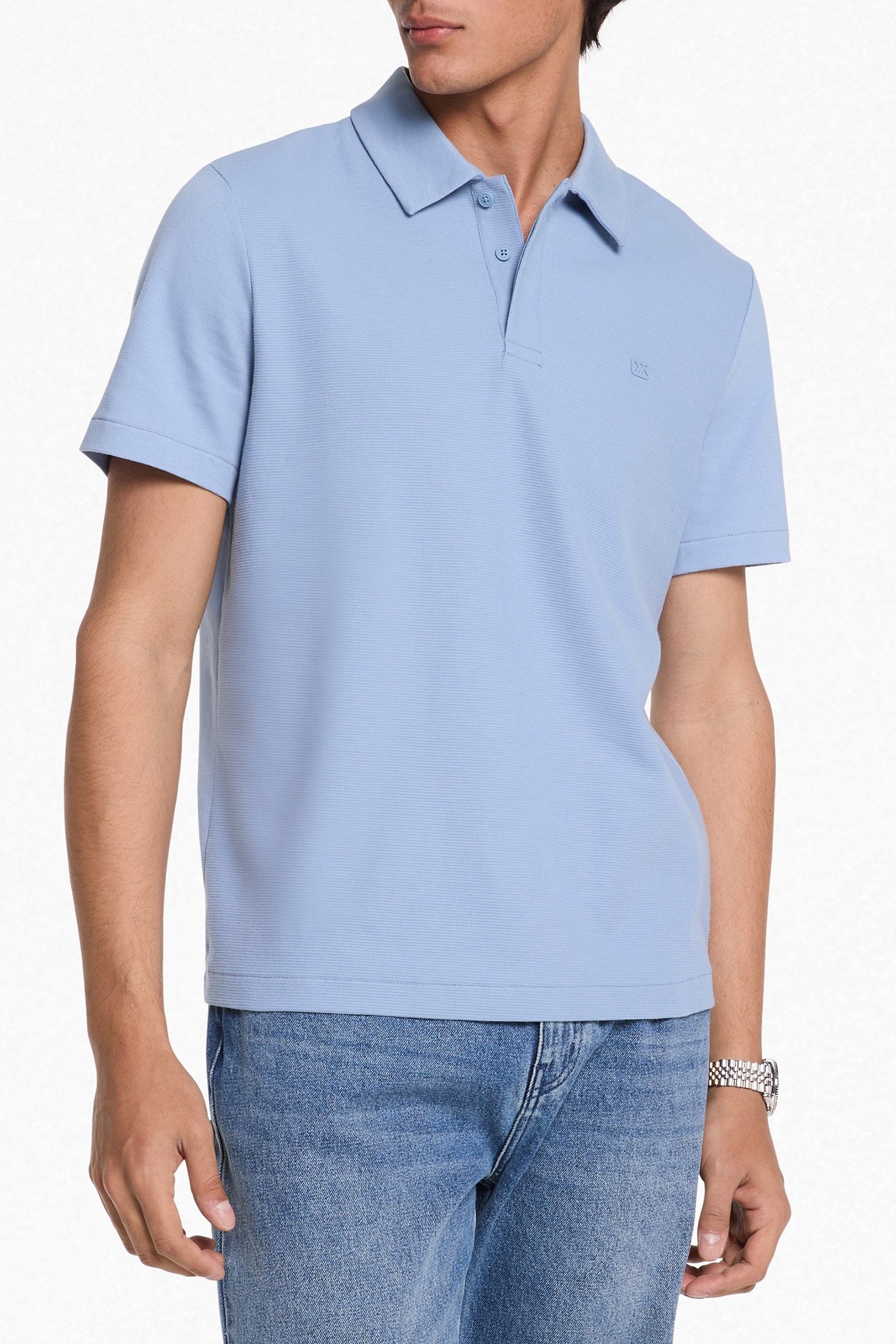 POLO CASUAL SHIRT IN WAFFLE FABRIC IN CHAMBRAY BLUE 1