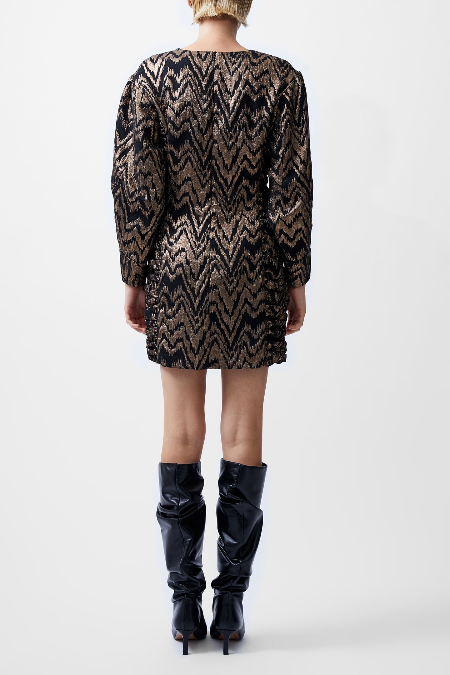 ELLERY JACQUARED PUFF SLV DRES BLACKOUT/COPPER 3