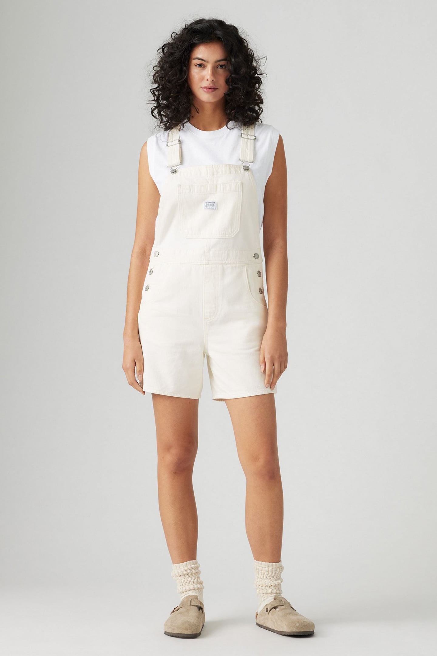 UTILITY DUNGAREES PLAYSUIT IN WHITE 1