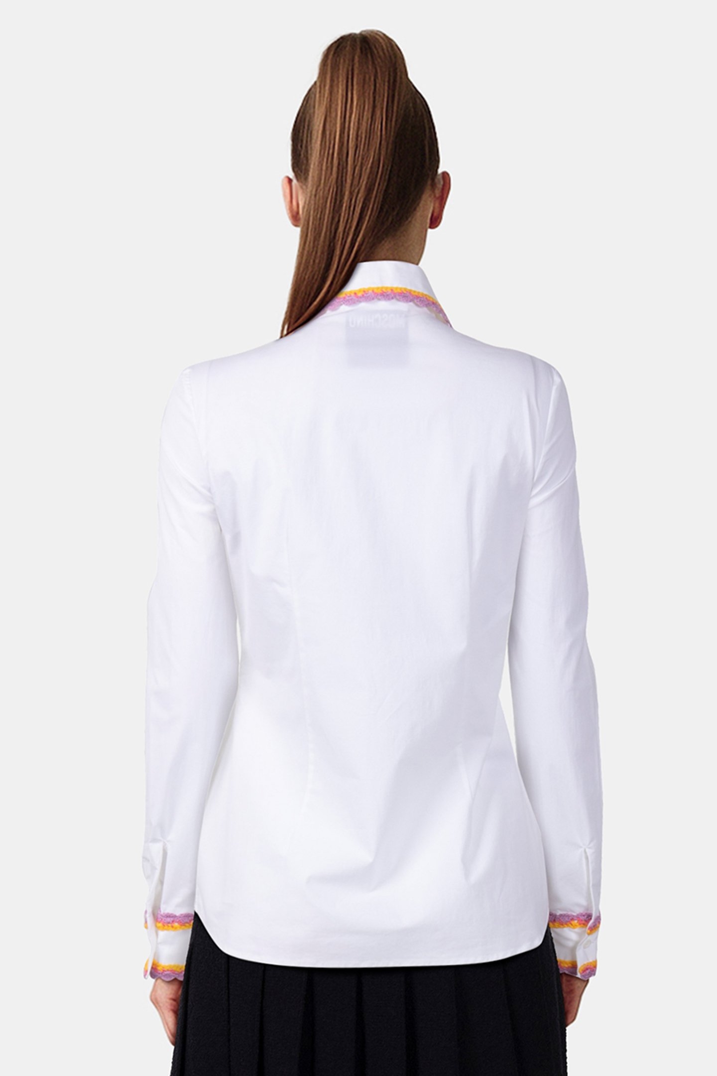 STRETCH POPLIN SHIRT CROCHET DETAILS WHITE 2