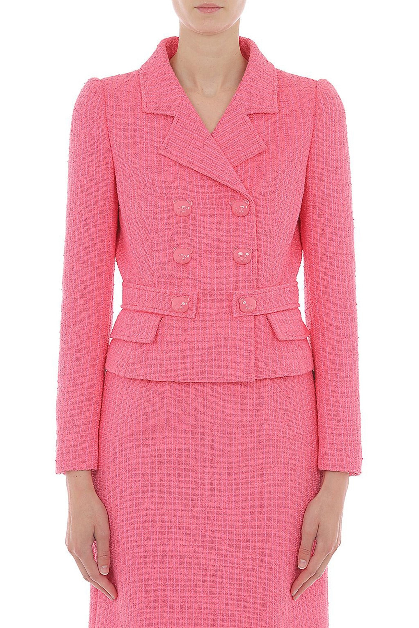 TEDDY BUTTONS TWEED JACKET PINK 1