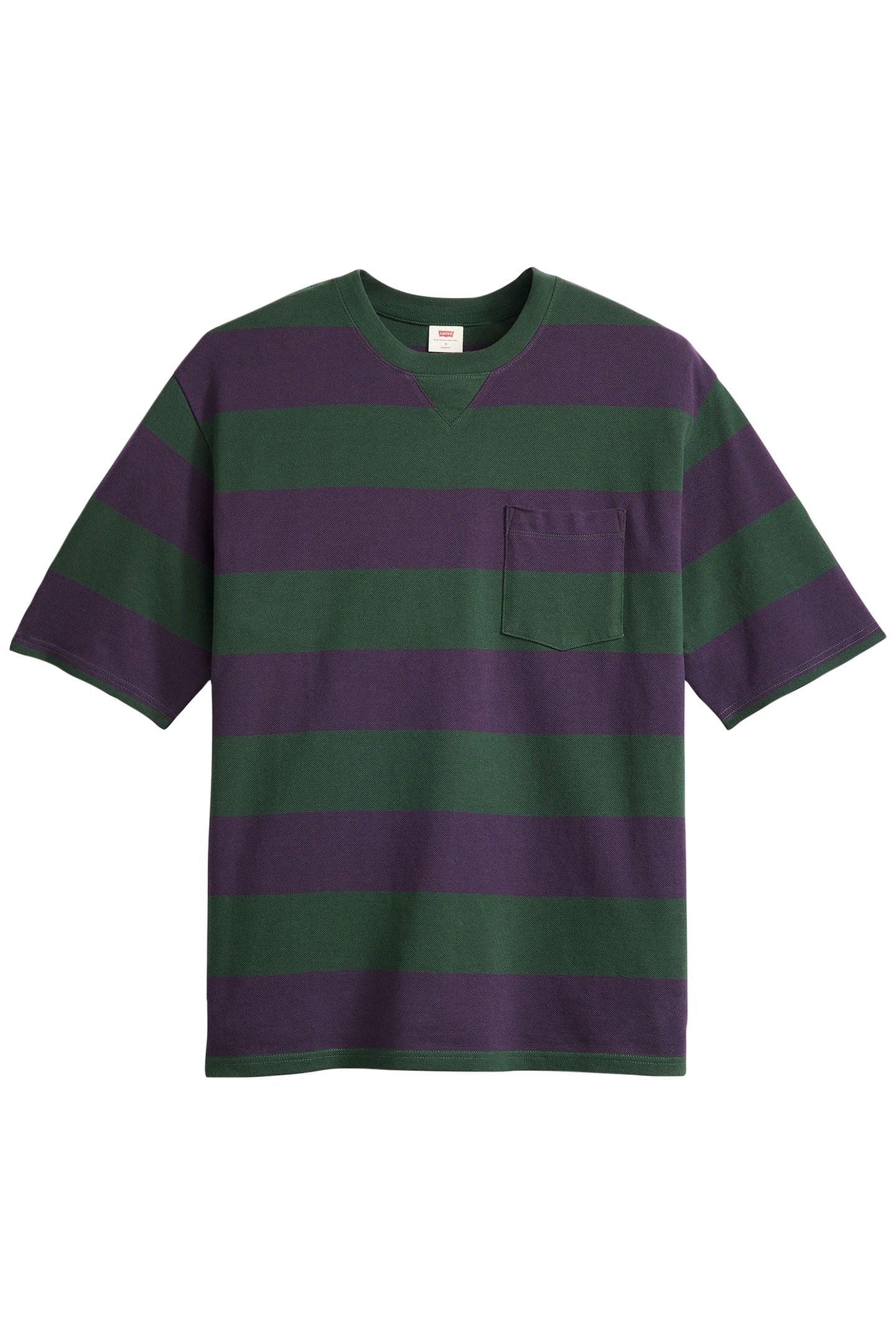 HALF SLV PIQUE POCKET T HENRY STRIPE 3